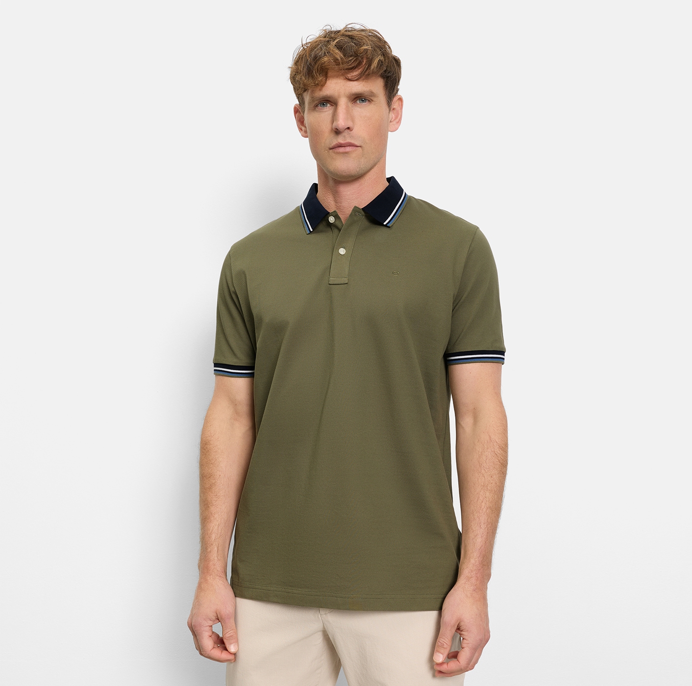 OLYMP Poloshirt »Casual« farbliche Kontrast-Details