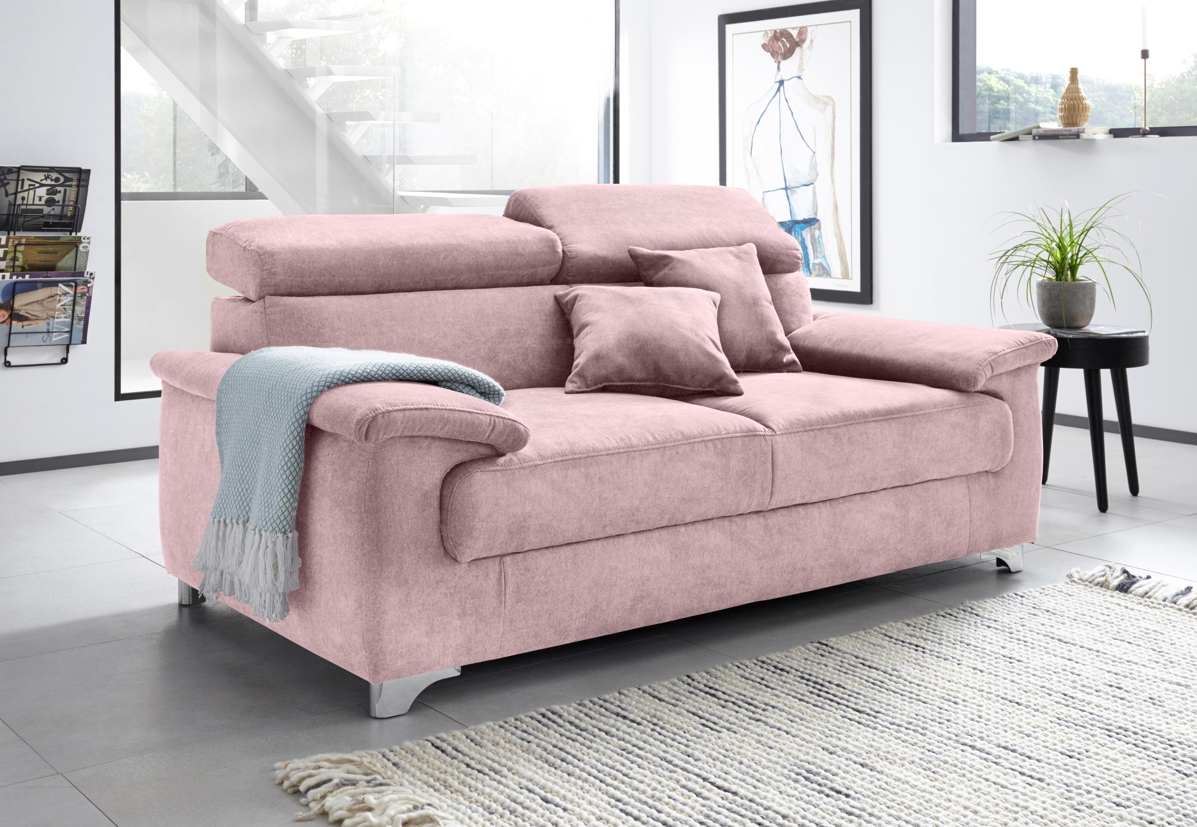 DOMO collection 2-Sitzer »Mira inklusive Kopfteilverstellung für mehr Wohlfühlkomfort«, elegant und modern, komfortabel, frei im Raum stellbar