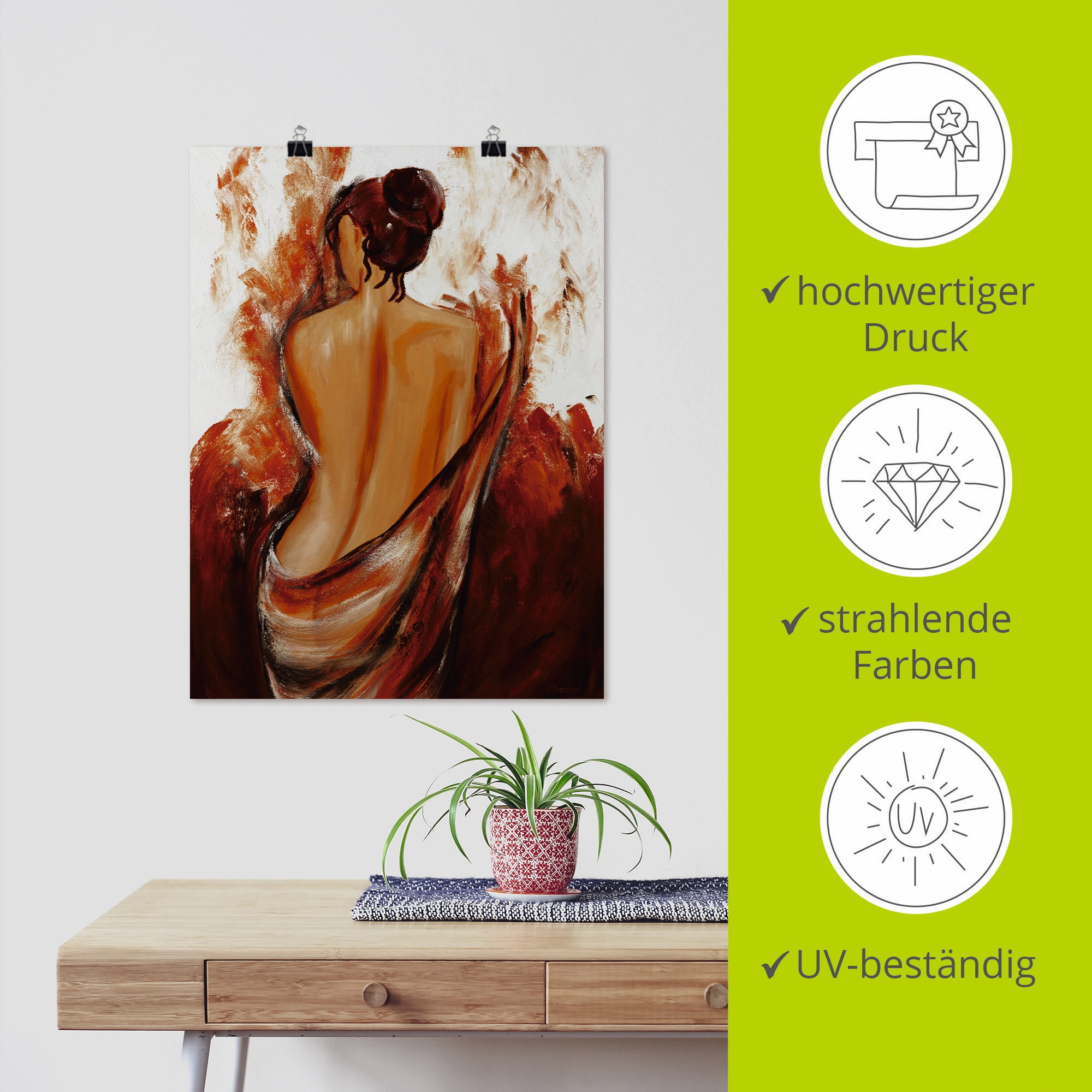 Artland Wandbild »Frau in rot«, Frau, (1 St.), als Leinwandbild, Poster, Wandaufkleber in verschied. Größen