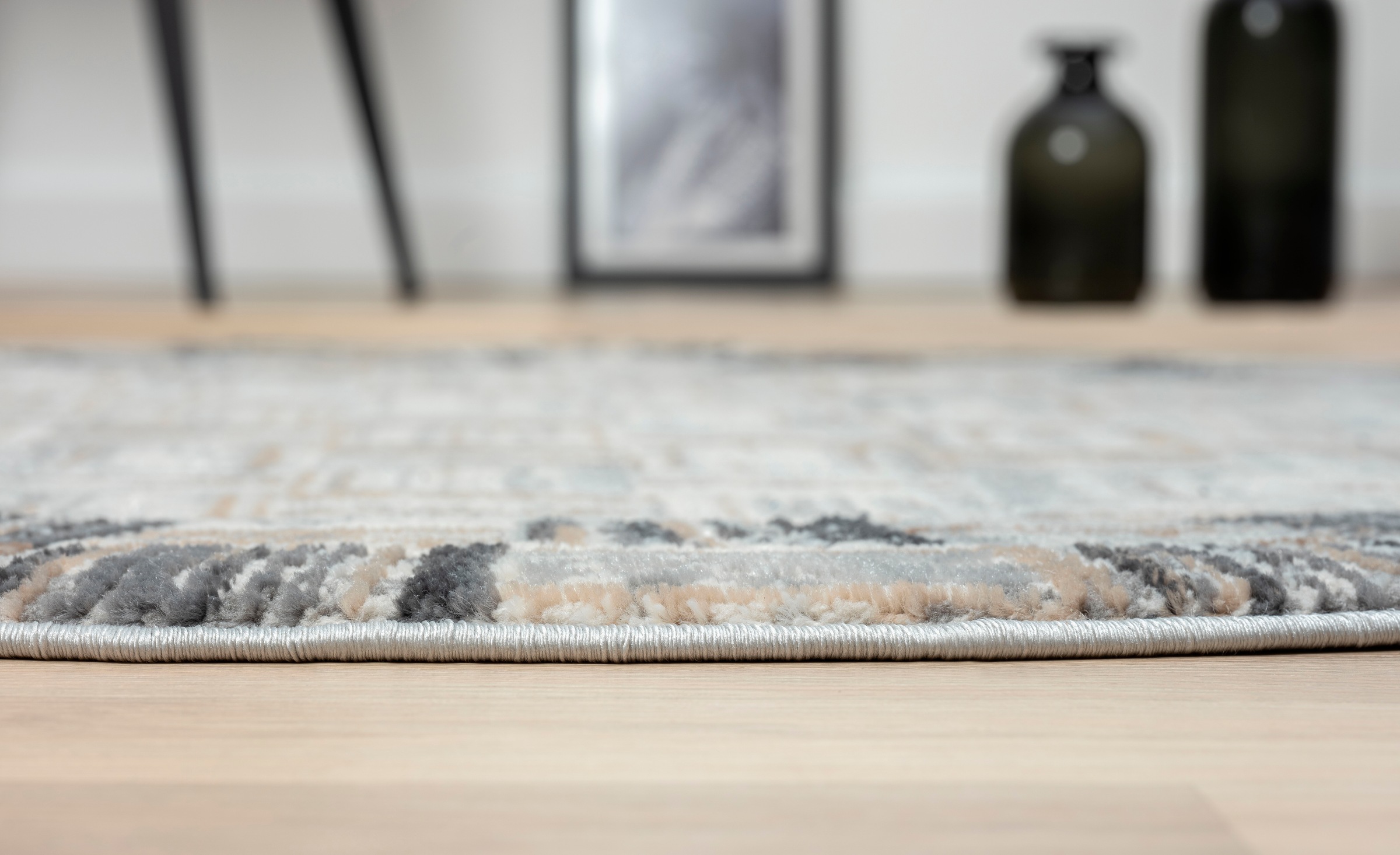 my home Teppich »Yasmin«, rund, 8 mm Höhe, Kurzflor, modernes Design, mit Bordüre, pflegeleicht, Wohnzimmer
