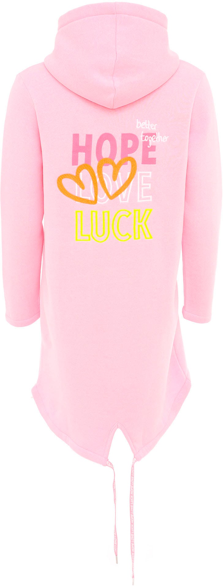 Zwillingsherz Jerseymantel »"Hope Love Luck"«, mit langem Reißverschluß und Seitentaschen