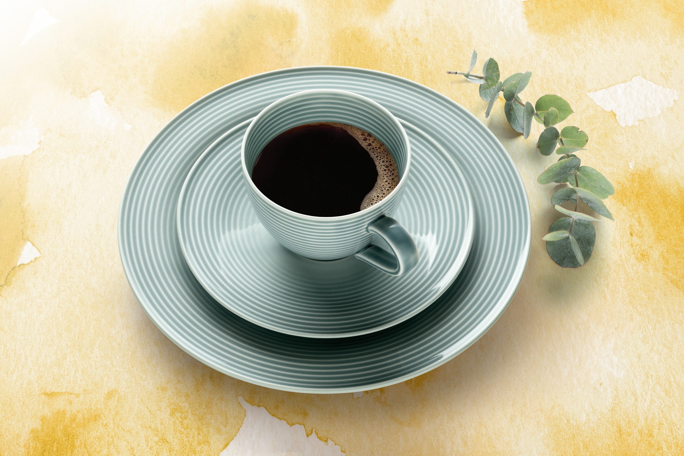 Seltmann Weiden Kaffeeservice »Geschirr-Set, Service Beat«, (Set, 18 tlg.), Teller, Tassen, Untertassen, Rillendekor, 18 Teile, für 6 Personen