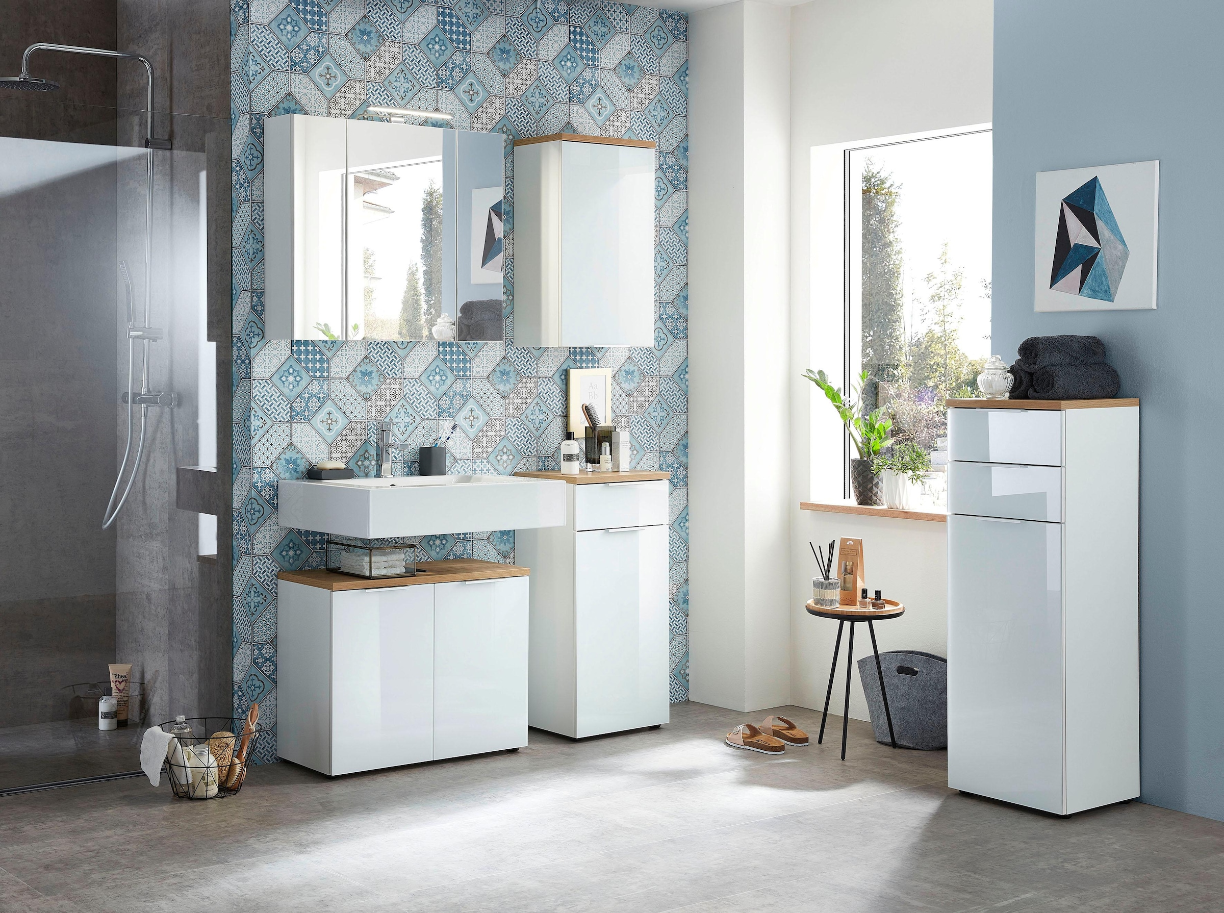 GERMANIA Midischrank »Pescara«, Front mit Glasauflage