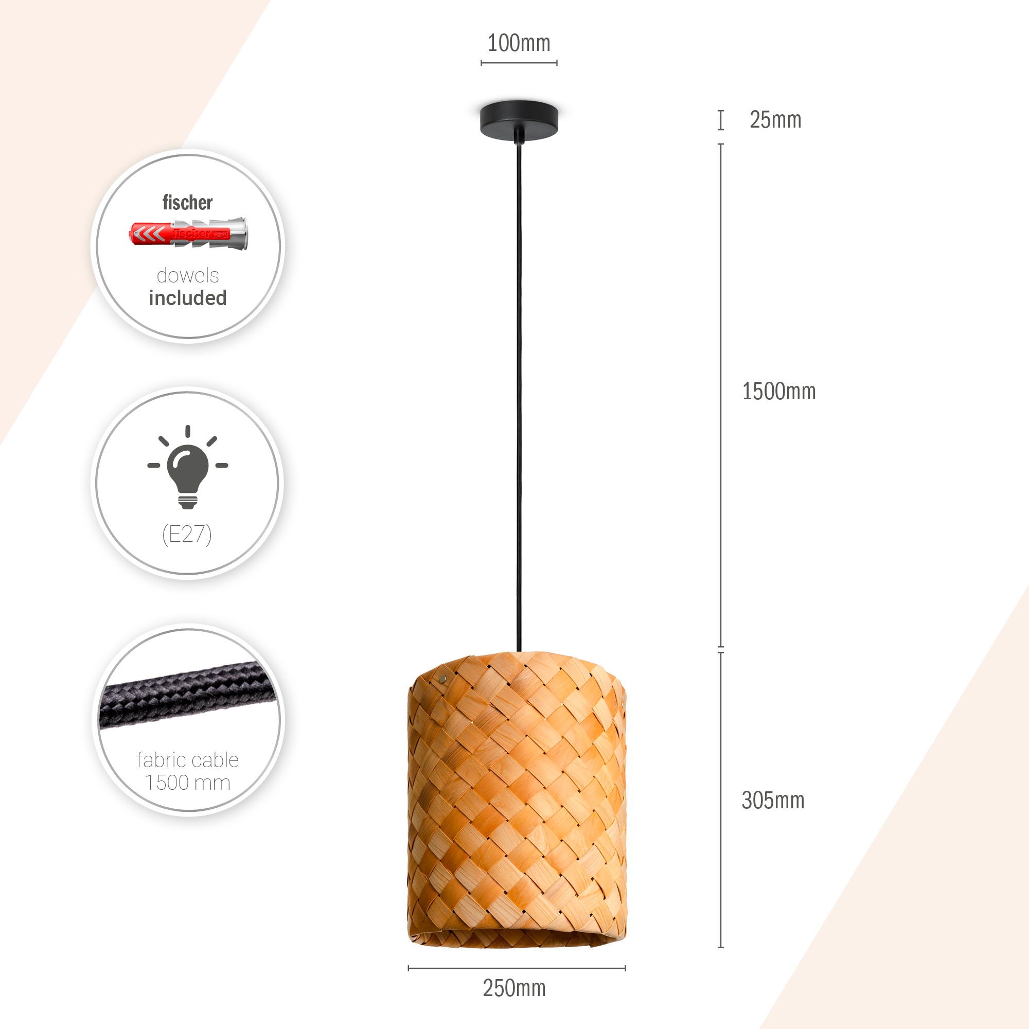 Paco Home Pendelleuchte »HUGO PD1« E27