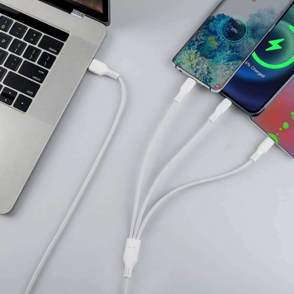 Hanseatic Smartphone-Kabel, multifunktionelles 3 in1 Ladekabel, USB-C, Micro-USB, IP Anschluß