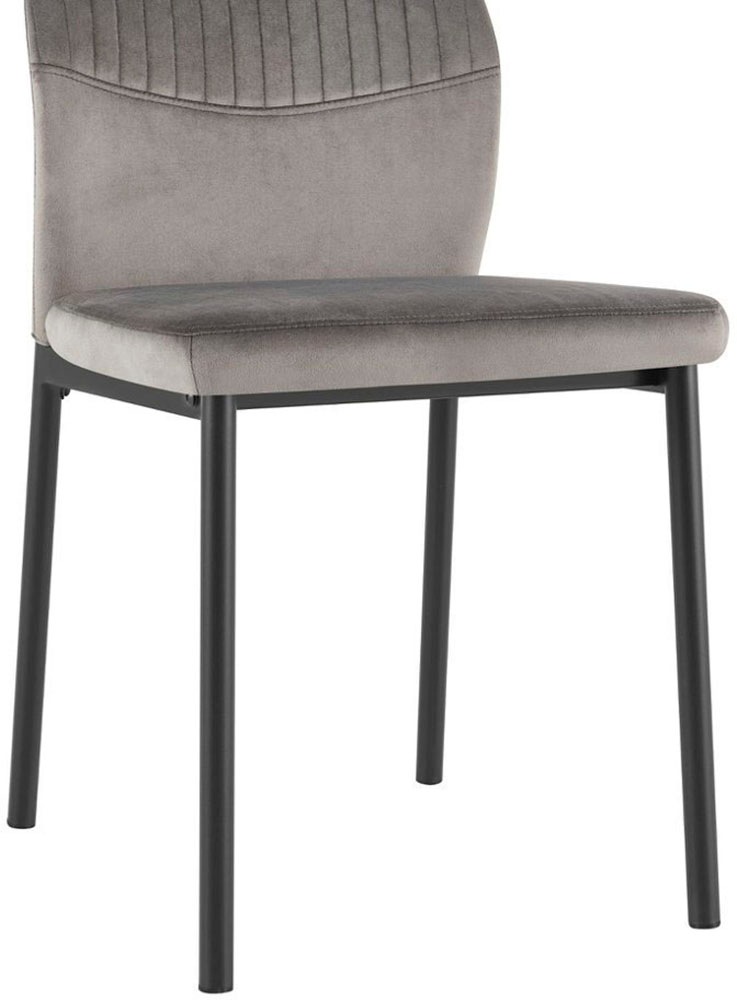 OTTO home Esszimmerstuhl »Nora« (Set) 4 Stk.moderne Samtstühle mit Kontrastnähten und schwarzem Metallgestell