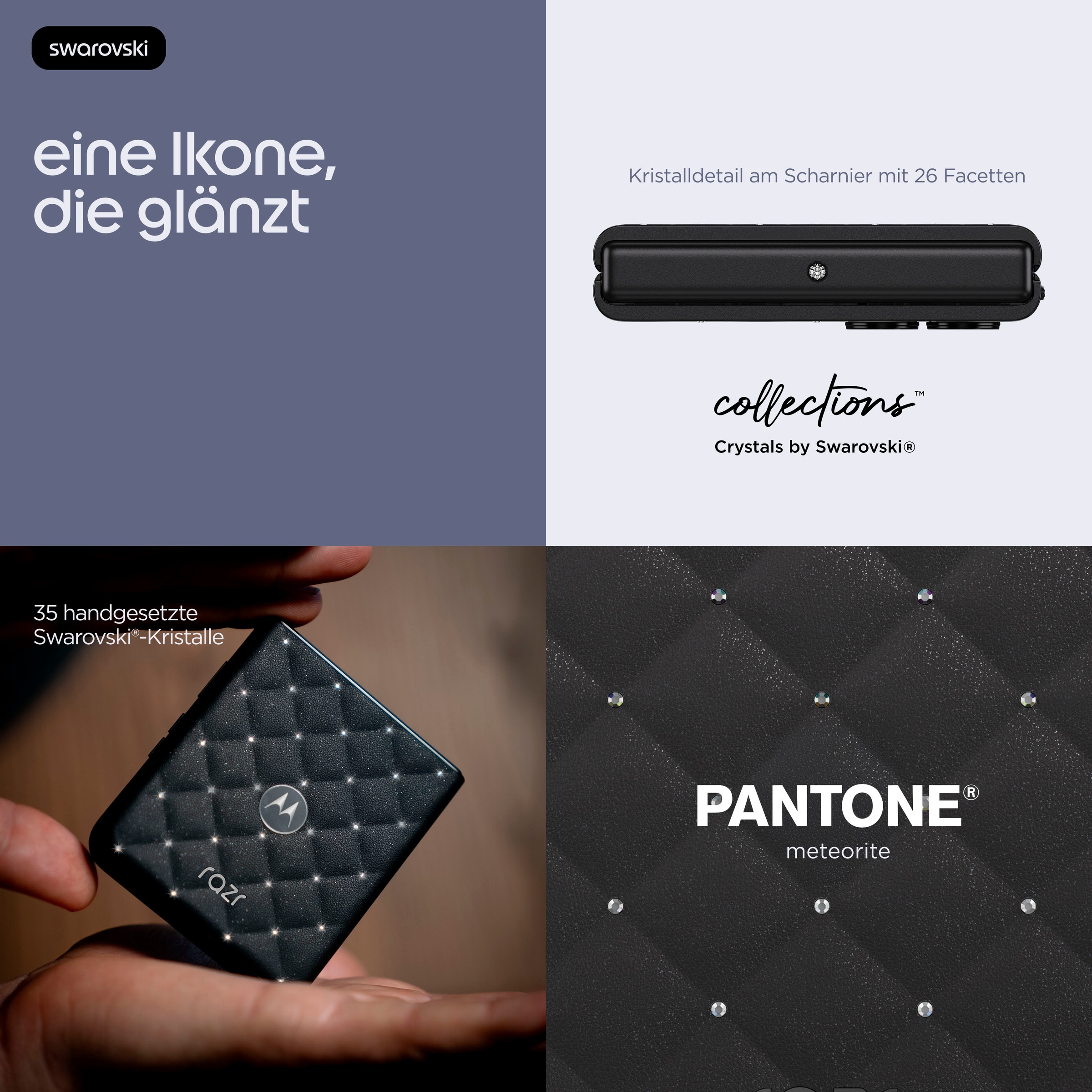 Motorola Smartphone »razr 70 256GB Swarovski Edition« PANTONE® Meteorite