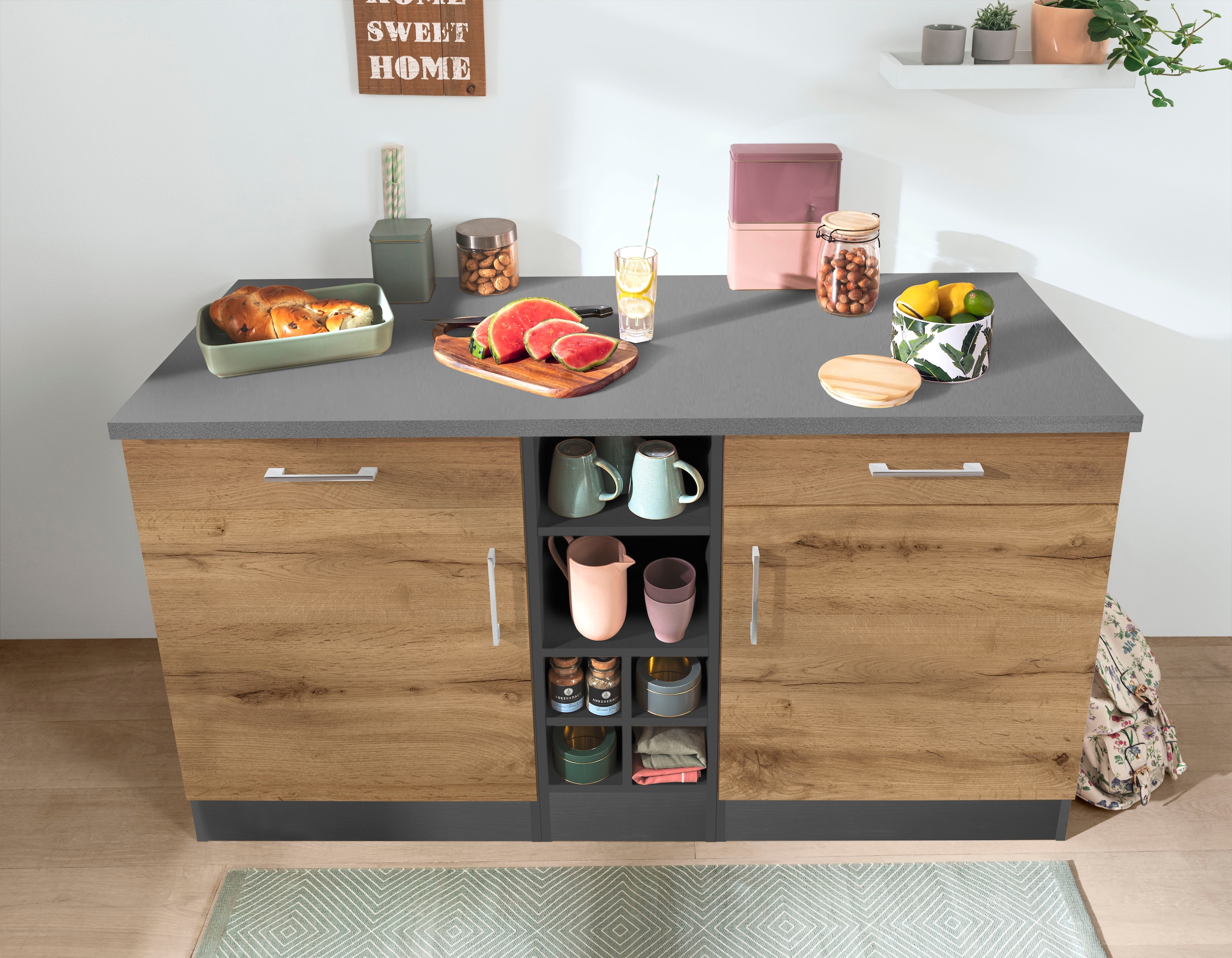 KOCHSTATION Unterschrank »KS-Colmar«, 150 cm breit, 2 Schubkästen, 2 Türen, 6 Fächer, für viel Stauraum