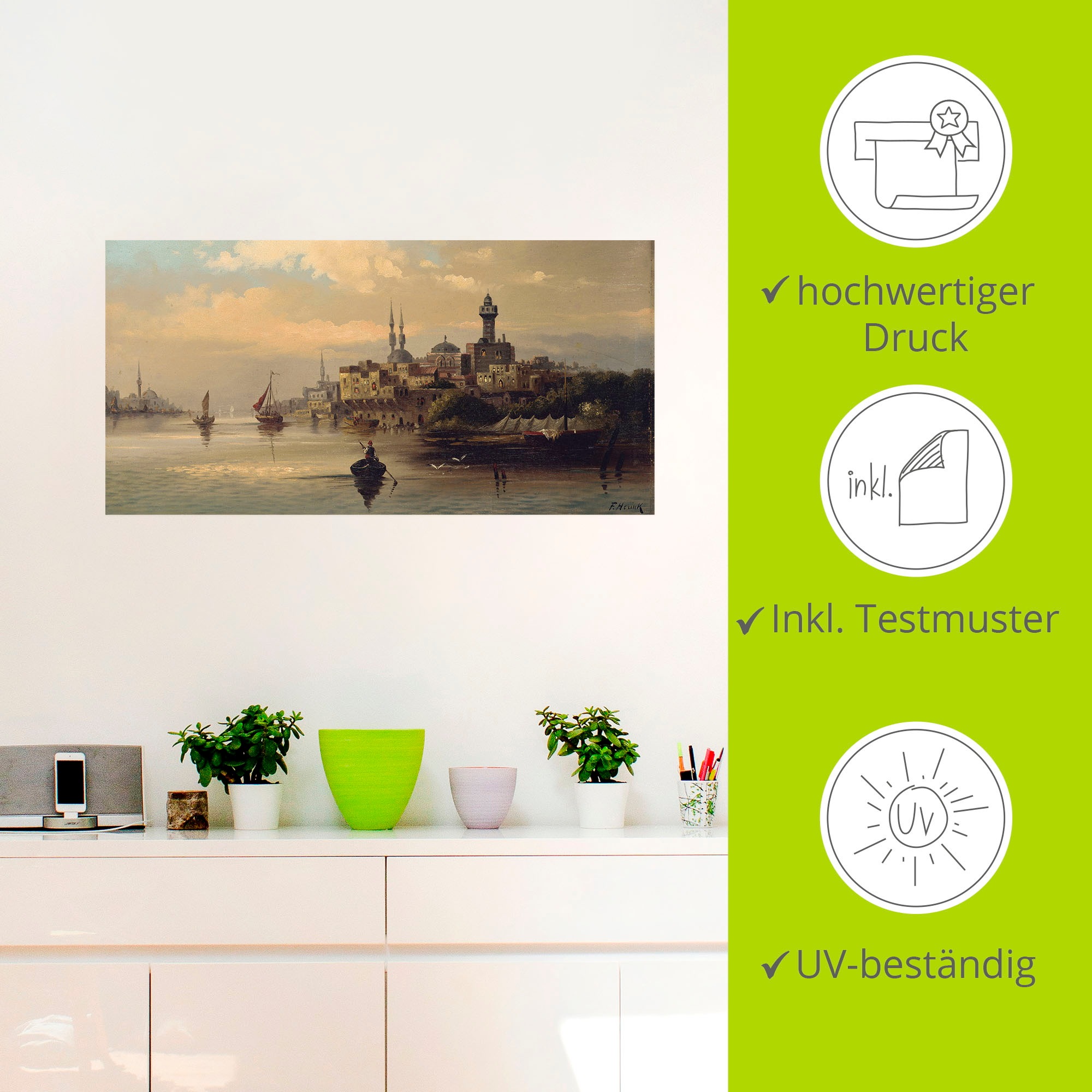 Artland Wandbild »Kauffahrtsschiffe auf Bosporus, Istanbul«, Gewässer, (1 St.), als Leinwandbild, Poster, Wandaufkleber in verschied. Größen