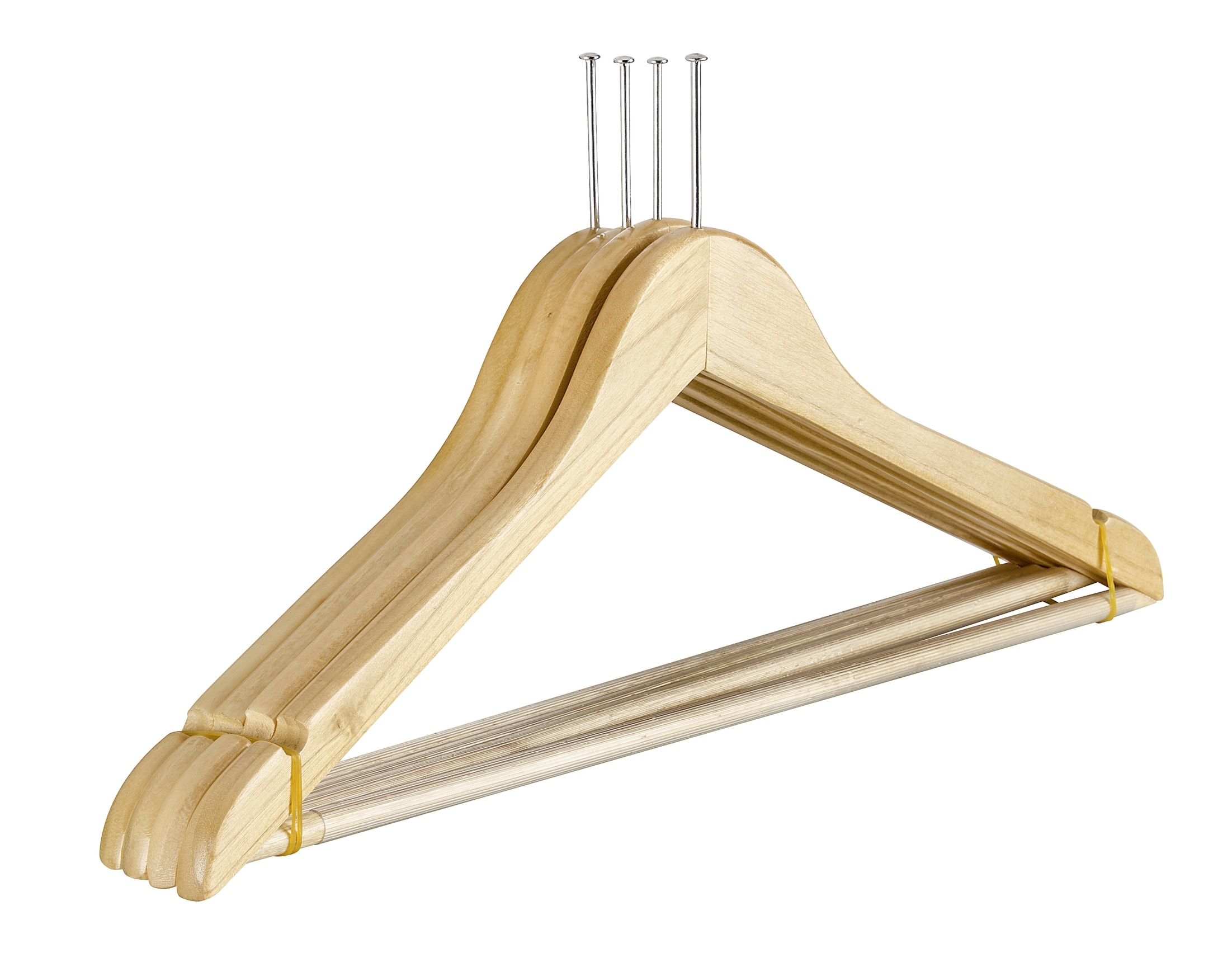 WENKO Kleiderbügel »Modell Hotel«, (Set, 8 tlg.), aus Holz, mit Metall-Sicherungsring für jeden Kleiderbügel