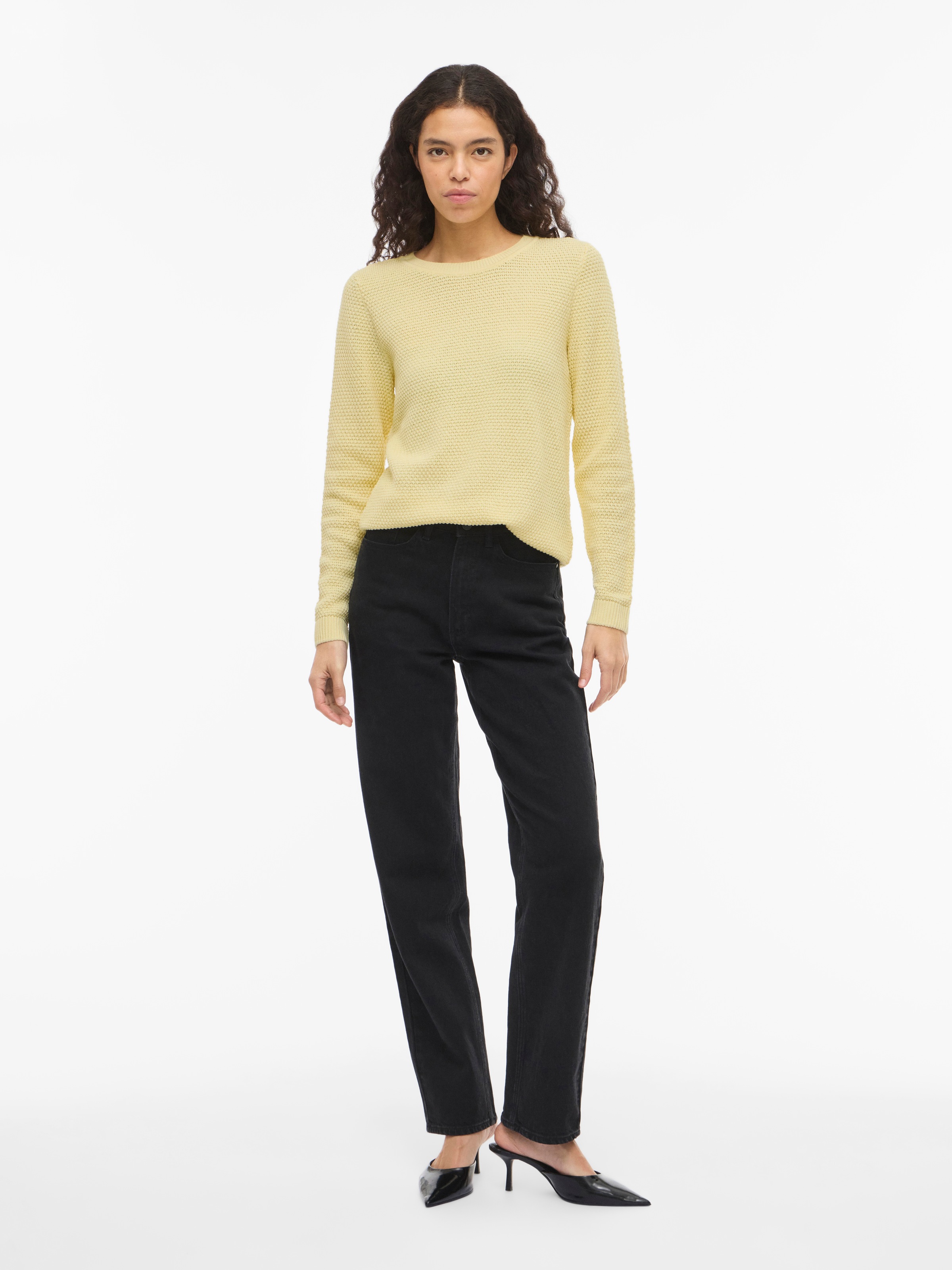 Vila Rundhalspullover »VIDALO O-NECK L/S KNIT TOP- NOOS« Baumwolle, regular fit