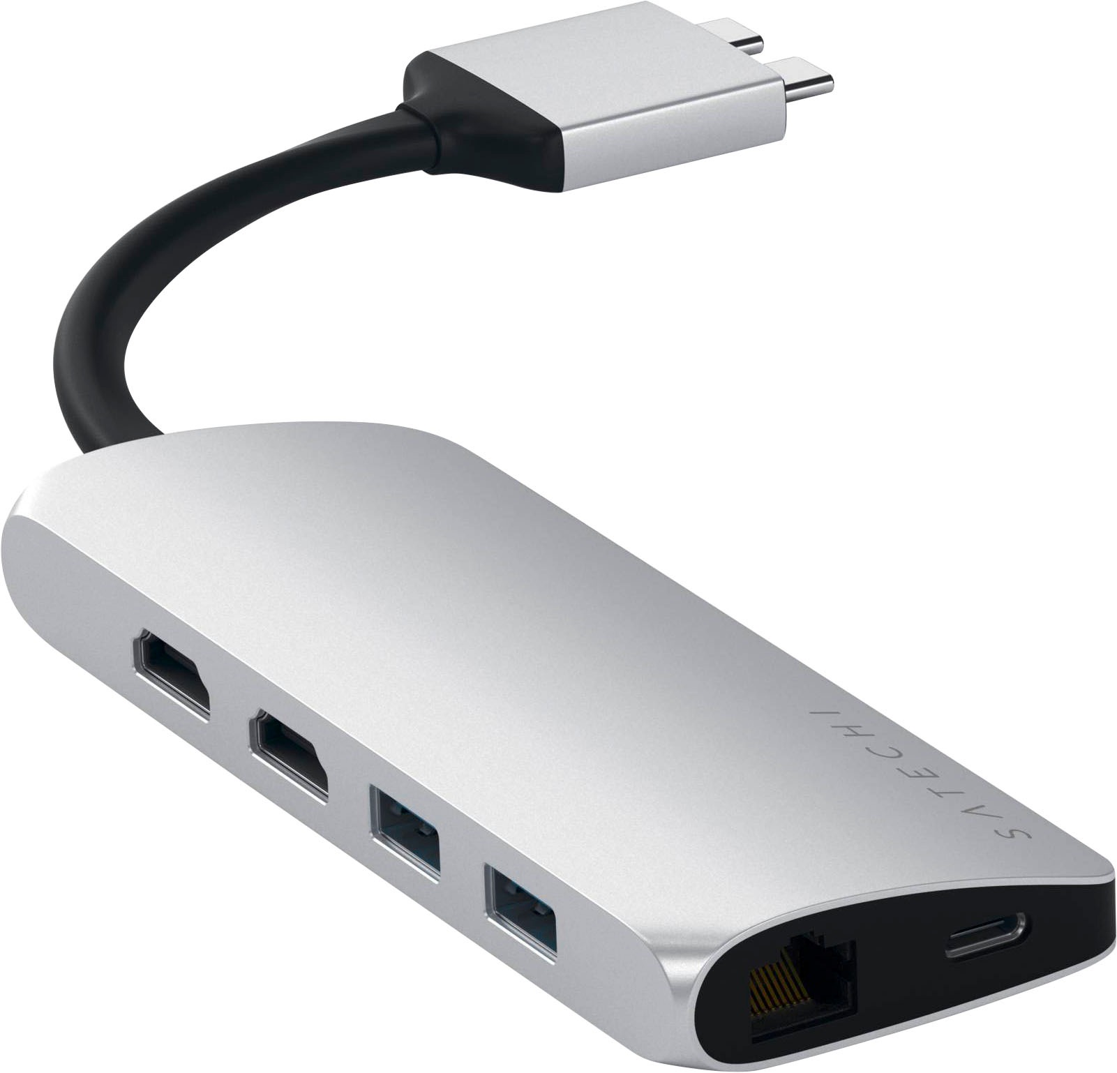 Satechi Laptop-Adapter »Type-C Dual Multimedia Adapter«, USB-C zu HDMI-USB Typ A-USB Typ C-MicroSD-Card-SD-Card-RJ-45 (Ethernet), 15,9 cm