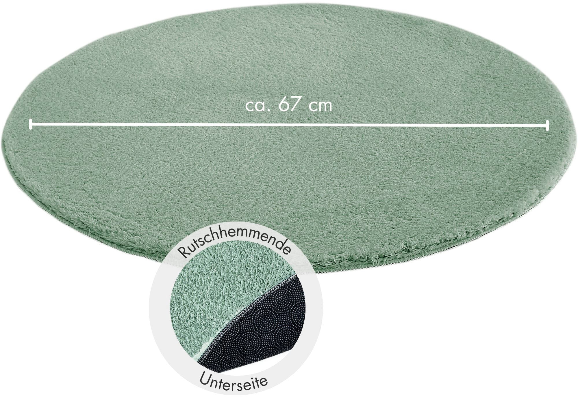 Andiamo Teppich »Arezzo«, rund, 16 mm Höhe, Uni Farben, weicher Flor, waschbar, ideal im Wohnzimmer & Schlafzimmer