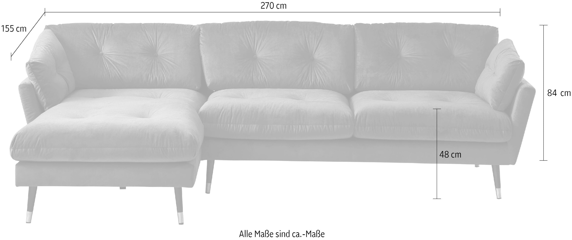 Trends by HG Ecksofa »Japan L-Form«, mit Fuß in Holz-Metallkombination, Rec günstig online kaufen