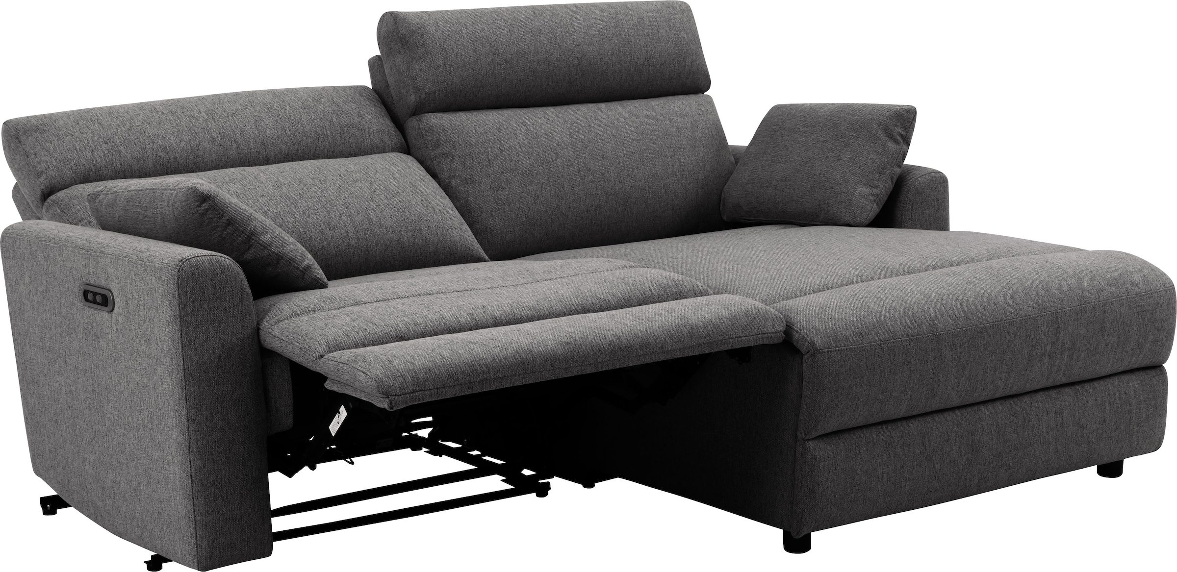 INOSIGN Ecksofa »JENNA, L-Form, 209cm, manuelle u. elektrische Funktion, mit USB A/C,«, Liegefunktion 105°-150°, Federkern, Struktur fein