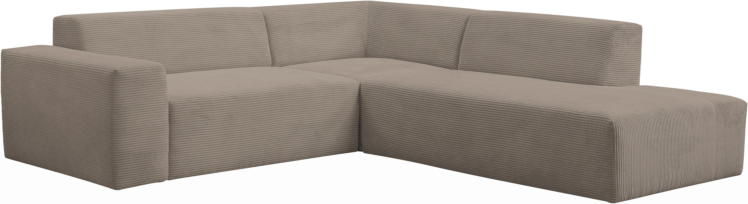 WERK2 Ecksofa »Zeus-M 251 cm breit, 262 cm tief, tolles Sofa, L-Form« Curvy Trend Garnitur, urbane Optik, komfortable Wellenunterfederung