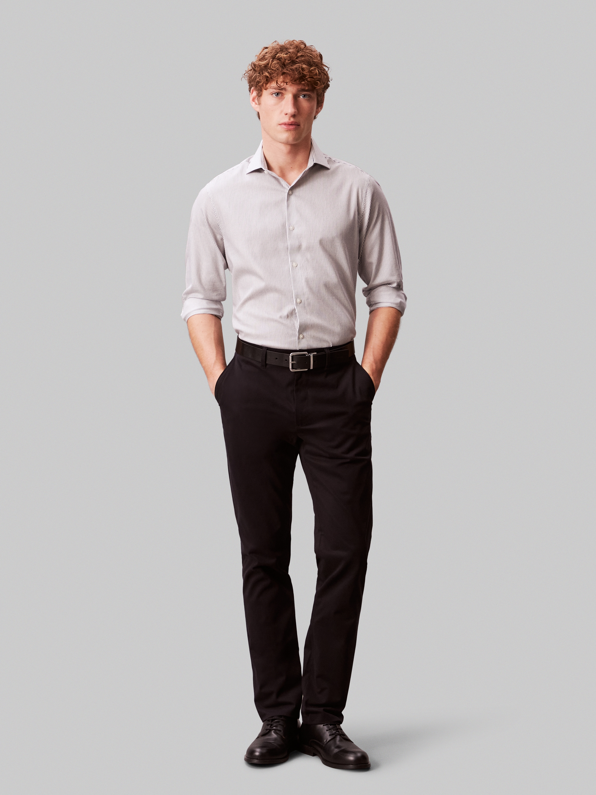 Calvin Klein Businesshemd »SLIM SFT WSHD STR STP« Slim fit mit Knopfleiste