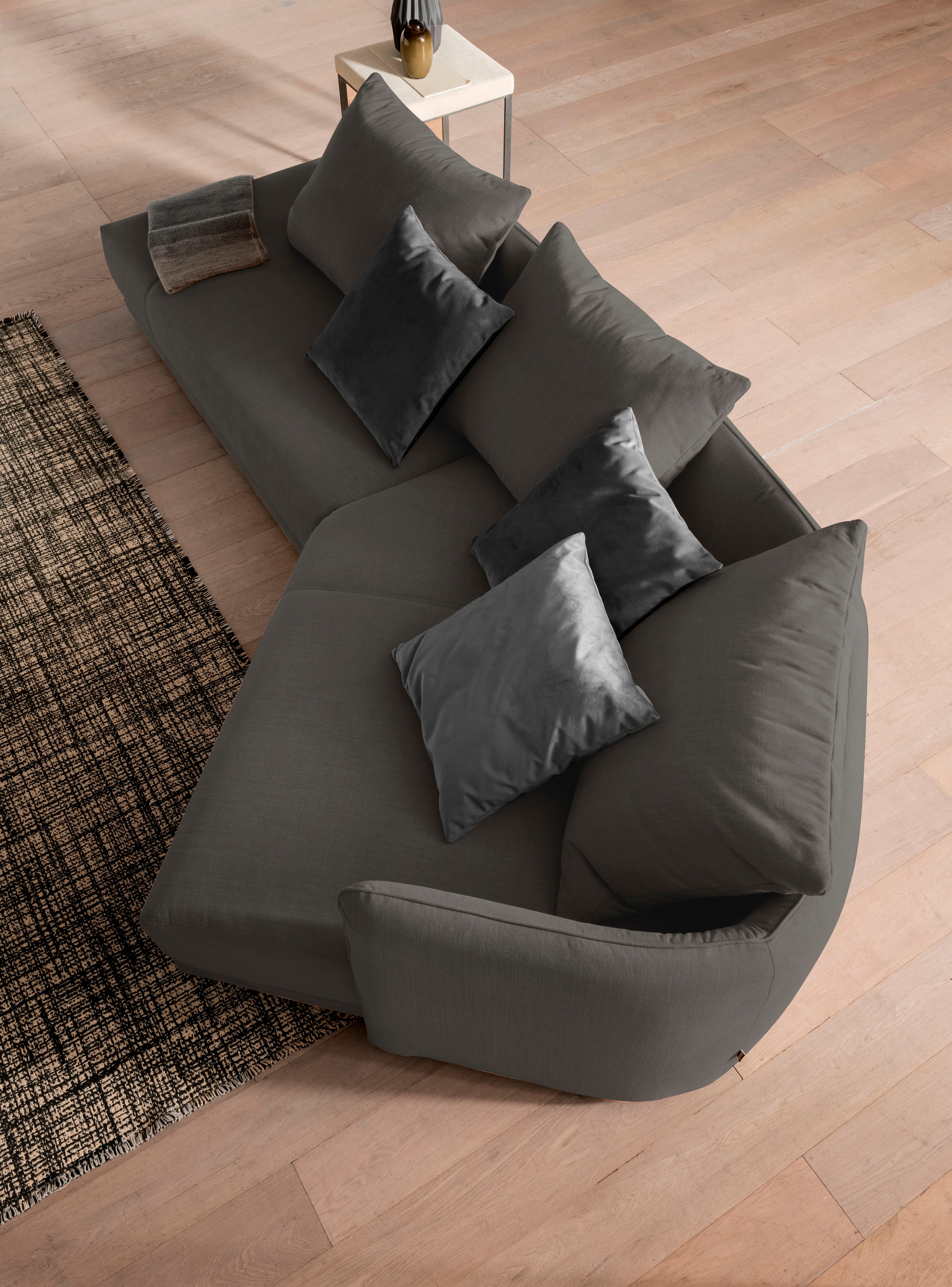 designwerk Ecksofa »New York L-Form, anmutendes Designsofa« mit moderner R&ung im Rücken