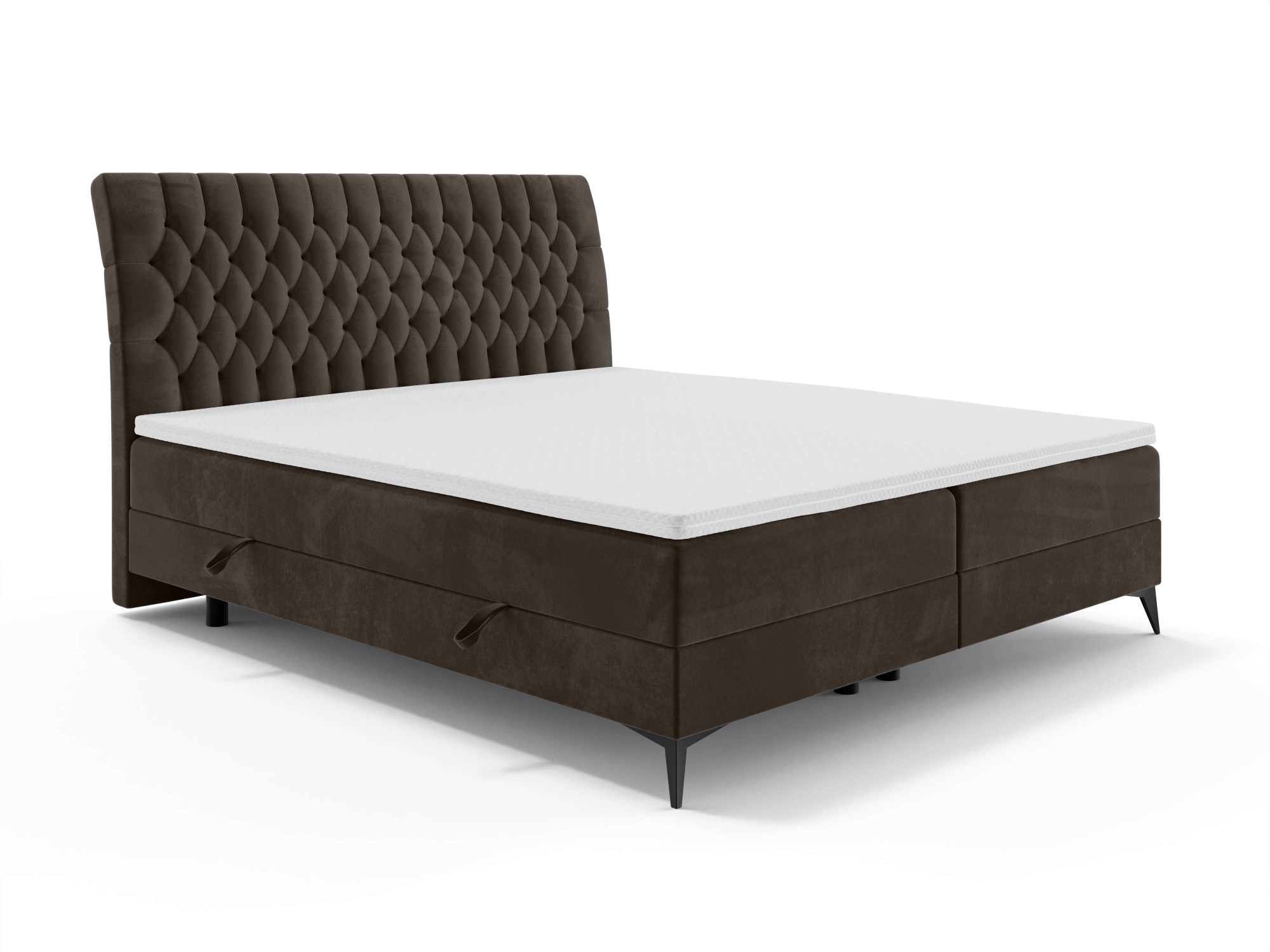 Leonique Polsterbett »SYDNEE mit Matratze und Topper, in 2 Breiten (160 und 180 cm)«, Boxspringbett mit Kopfteil, Bettkasten, Matratze (BFK/TFK) und Topper