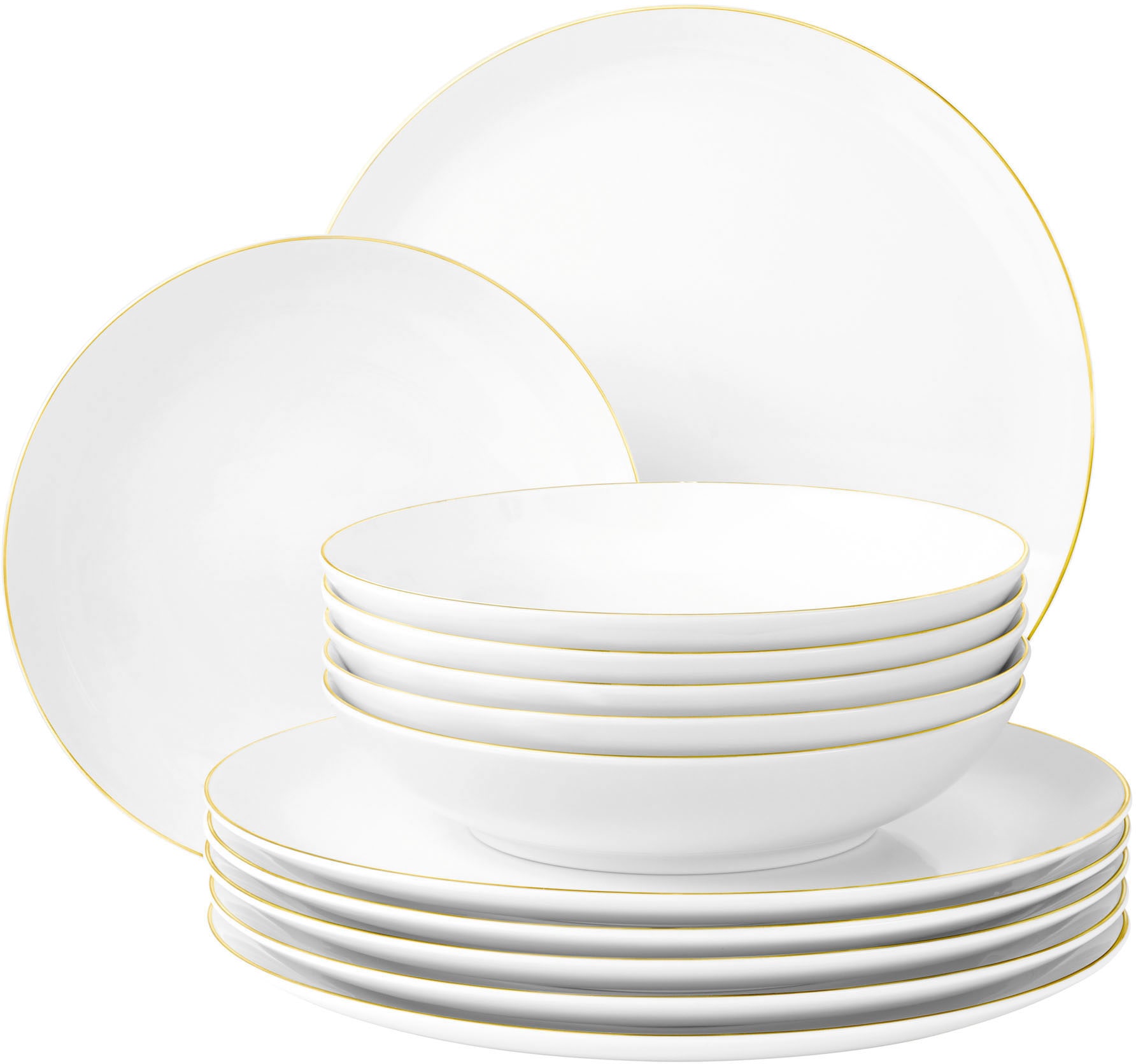 Seltmann Weiden Tafelservice »Teller Set, Geschirr-Set Liberty Goldrand« Geschirr, Teller Set, Gold, Made In Germany, 12 Teile, Für 6 Personen