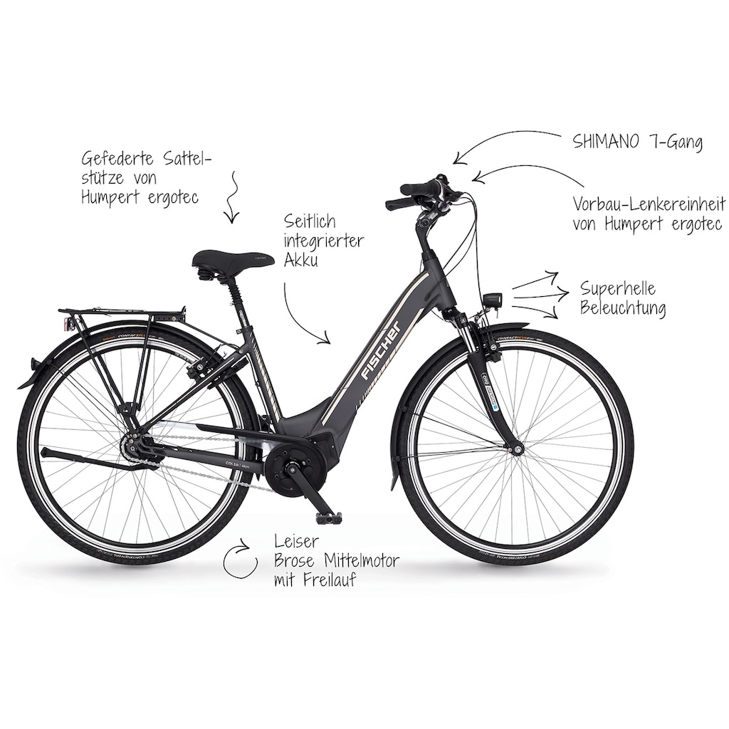 FISCHER Fahrrad E-Bike »CITA 5.0i 504«, 7 Gang