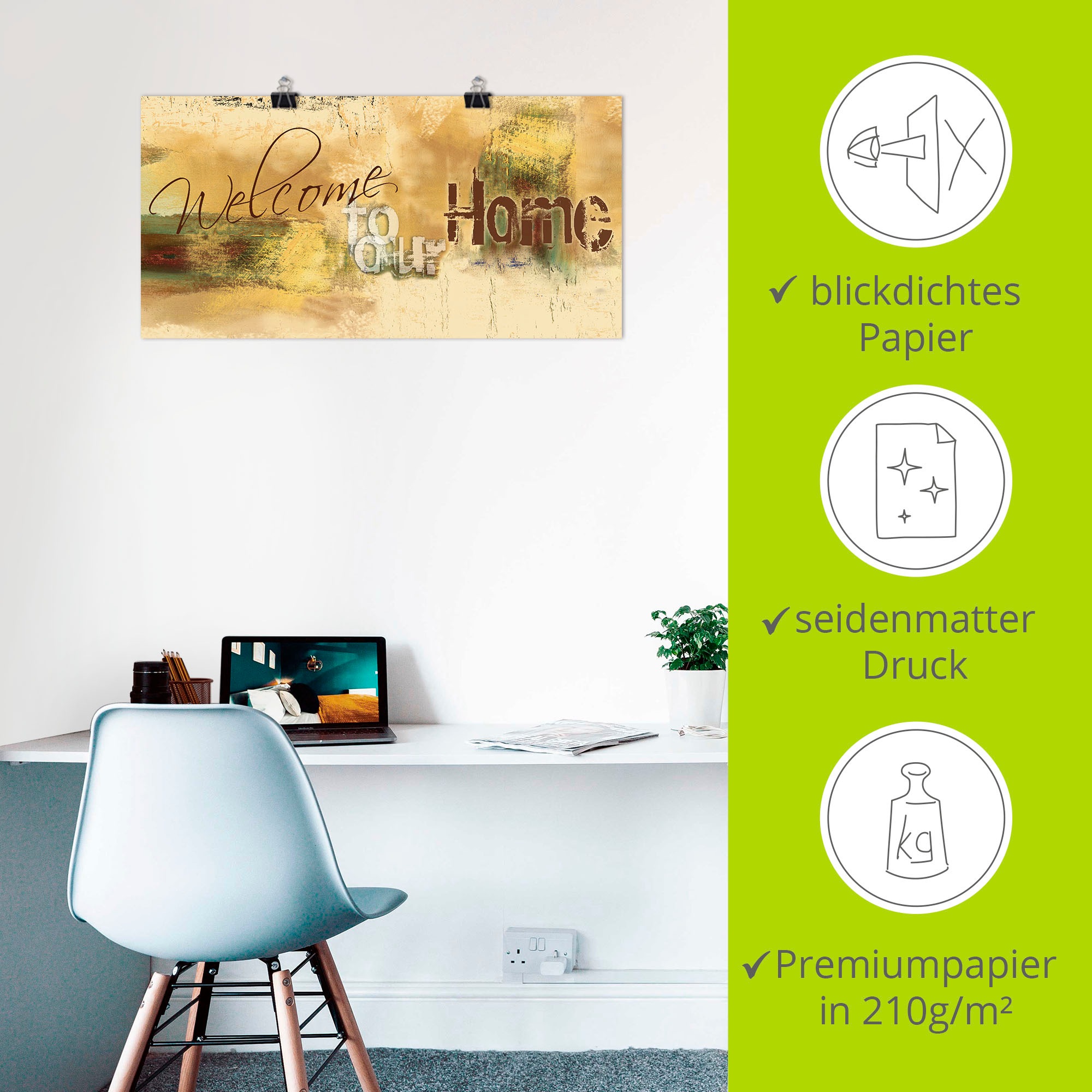 Artland Wandbild »Willkommen in unserem Zuhause«, Sprüche & Texte, (1 St.), als Alubild, Outdoorbild, Leinwandbild, Poster, Wandaufkleber