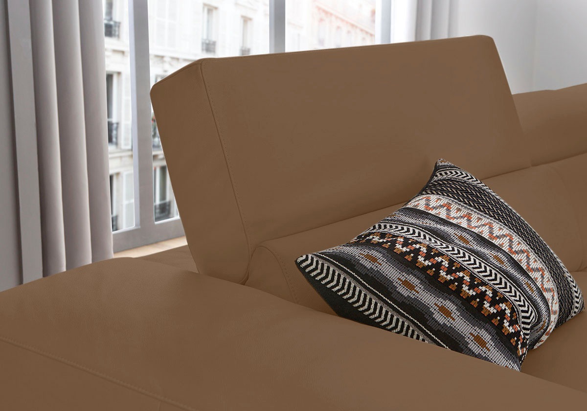 W.SCHILLIG Ecksofa »piedroo, Designsofa mit tollem Sitzkomfort, bequem und elegant, L-Form«, Kopfteilverstellung, wahlweise mit Sitztiefenverstellung, Breite 343cm