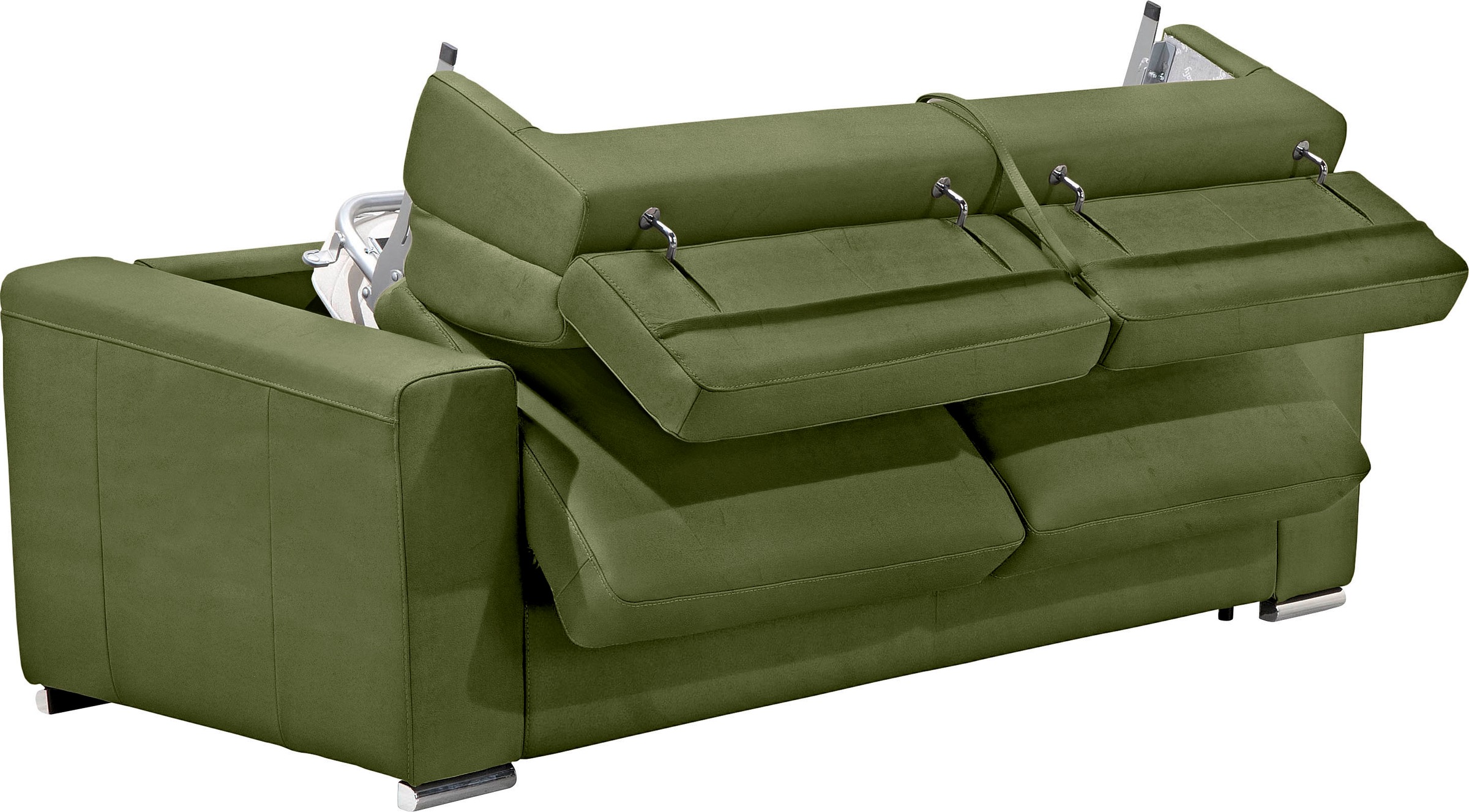 Egoitaliano Schlafsofa »Cabiria, Design und super Sitz- und Liegekomfort«, Sofa inkl. Schlaffunktion, Kopfteile verstellbar, mit Metallfüßen