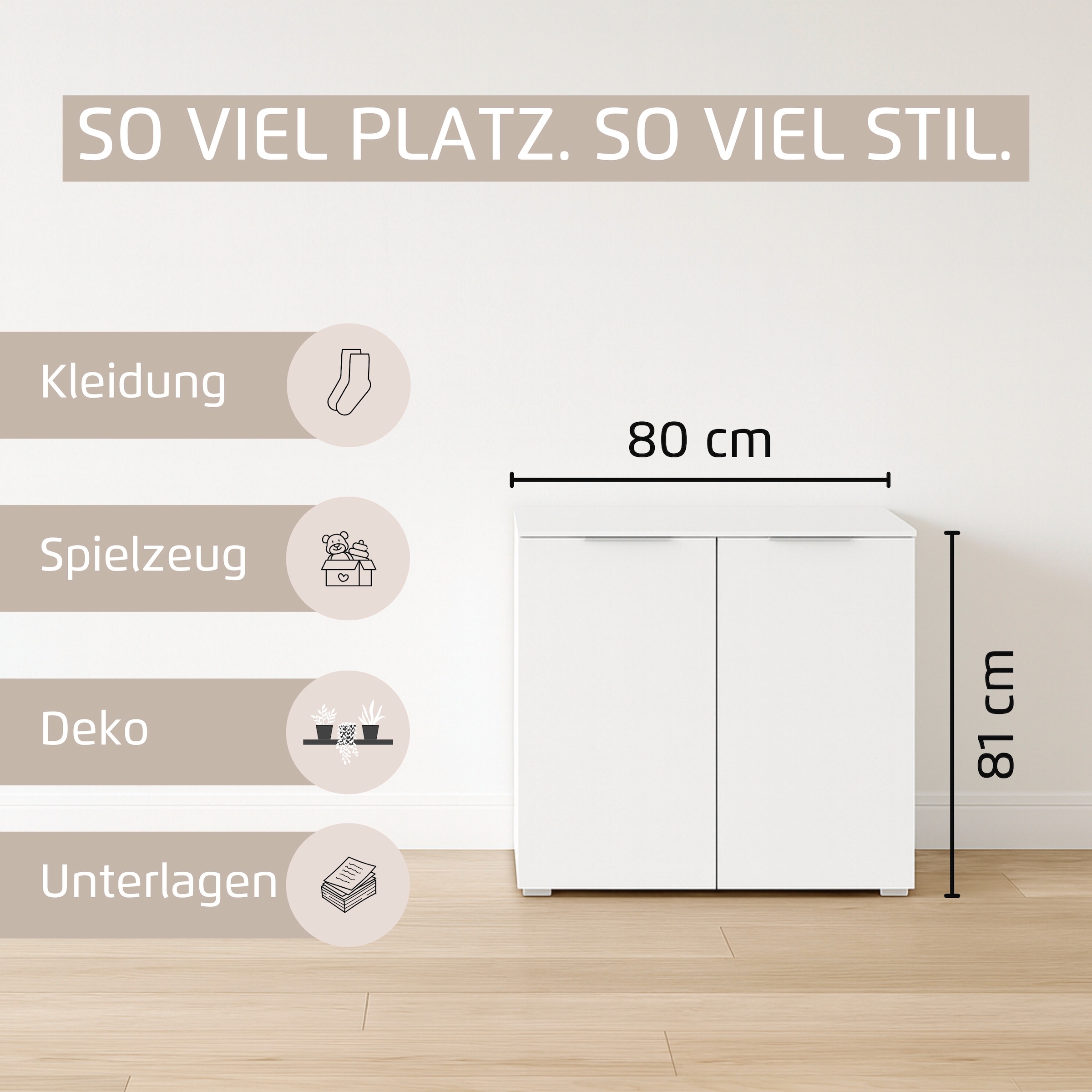 rauch Sideboard »Türkommode Kommode Highboard ASTANA« Breite 80 cm / Höhe 81 cm, mit 2 Einlegeböden, 