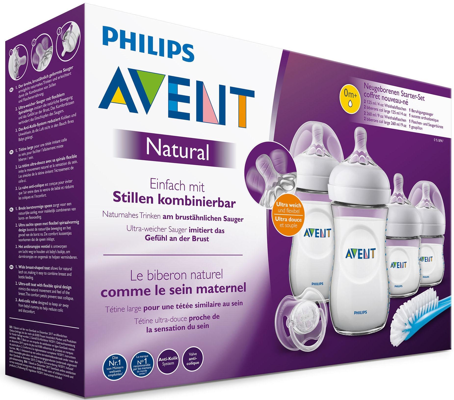 Philips AVENT Babyflasche Schnuller und 4 (Set, für 10 Bürste SCD301/01«, Neugeborene Flaschen, »Starterset tlg.)
