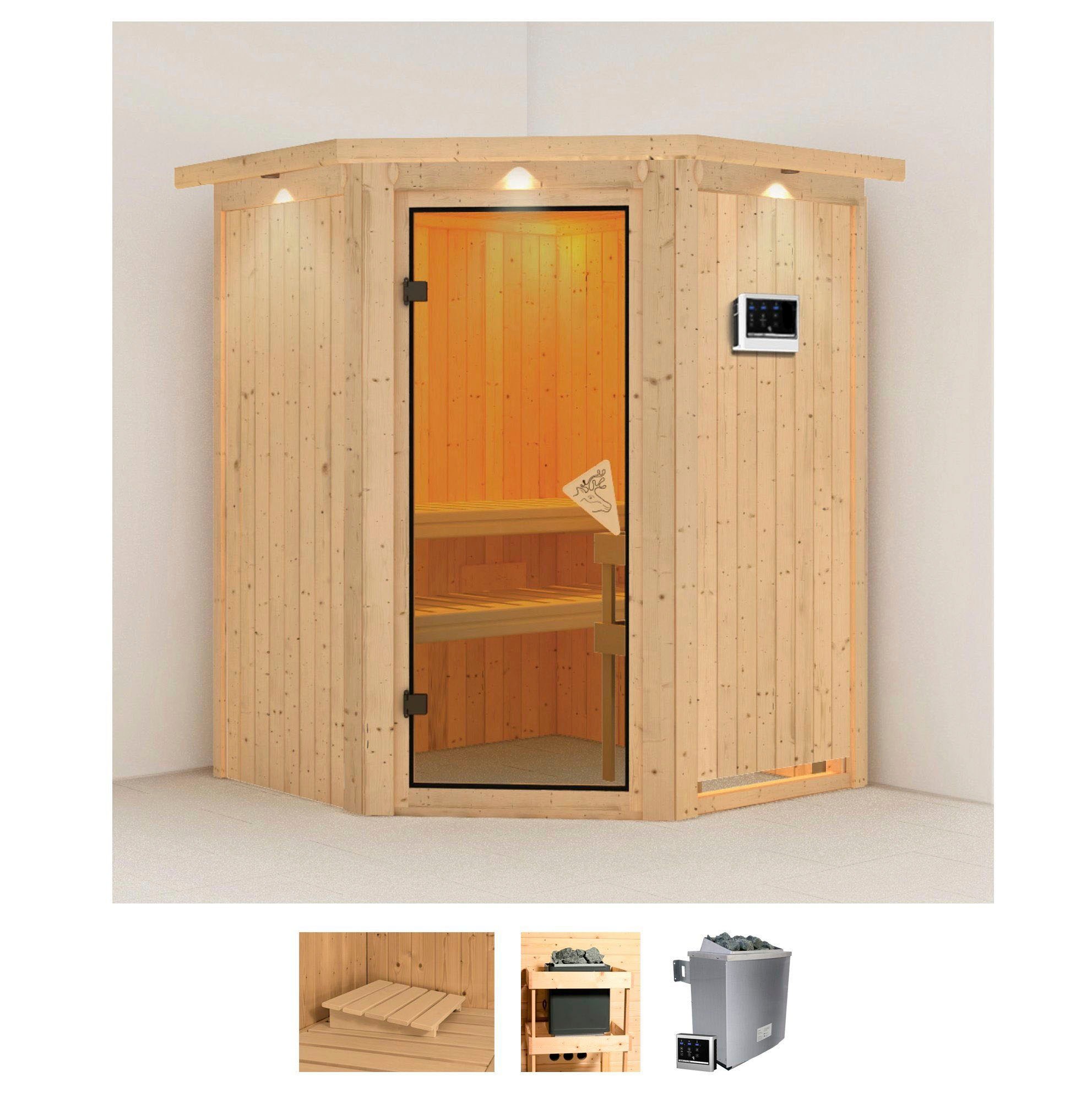Karibu Sauna »Larin«, 9 KW-Ofen mit externer Steuerung günstig online kaufen
