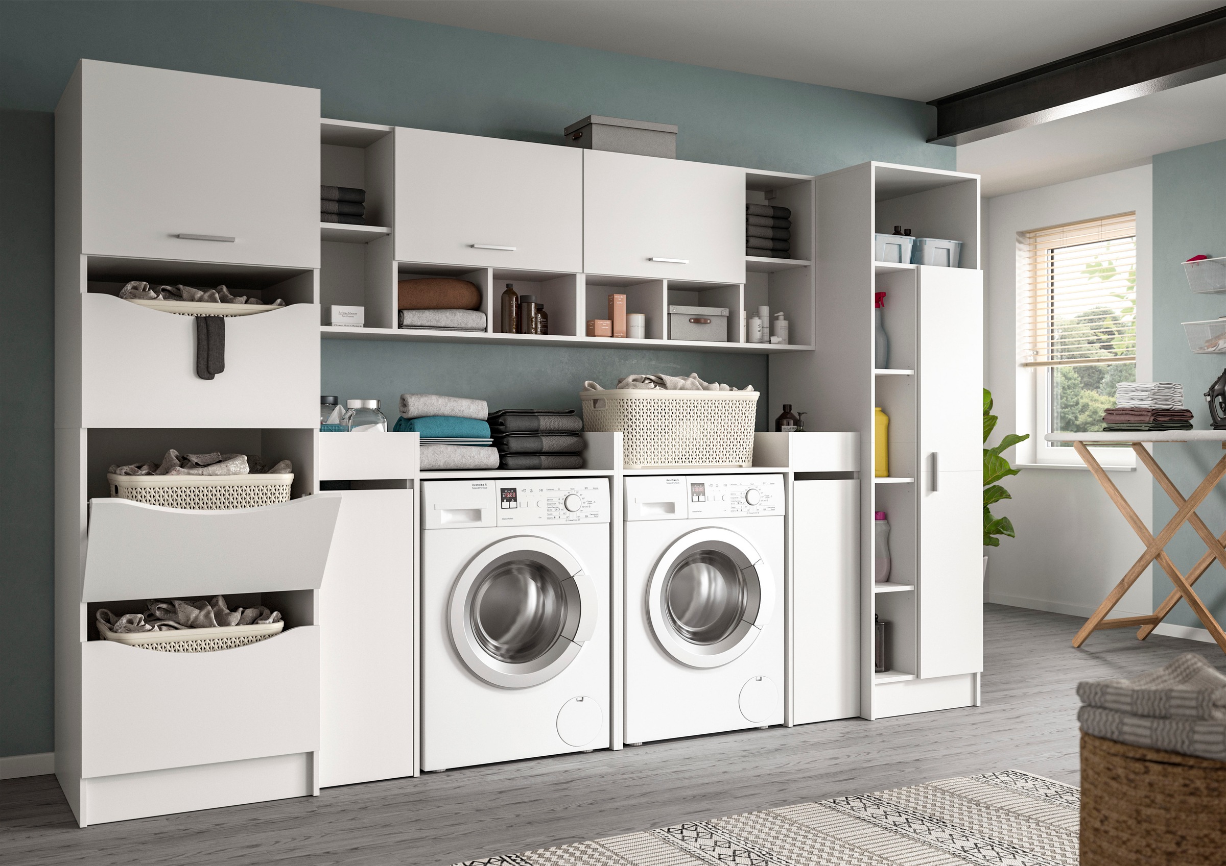 welltime Badmöbel-Set »FALAS, TOPSELLER!, 8-teilig, Hauswirtschaftsraum Set günstig online kaufen