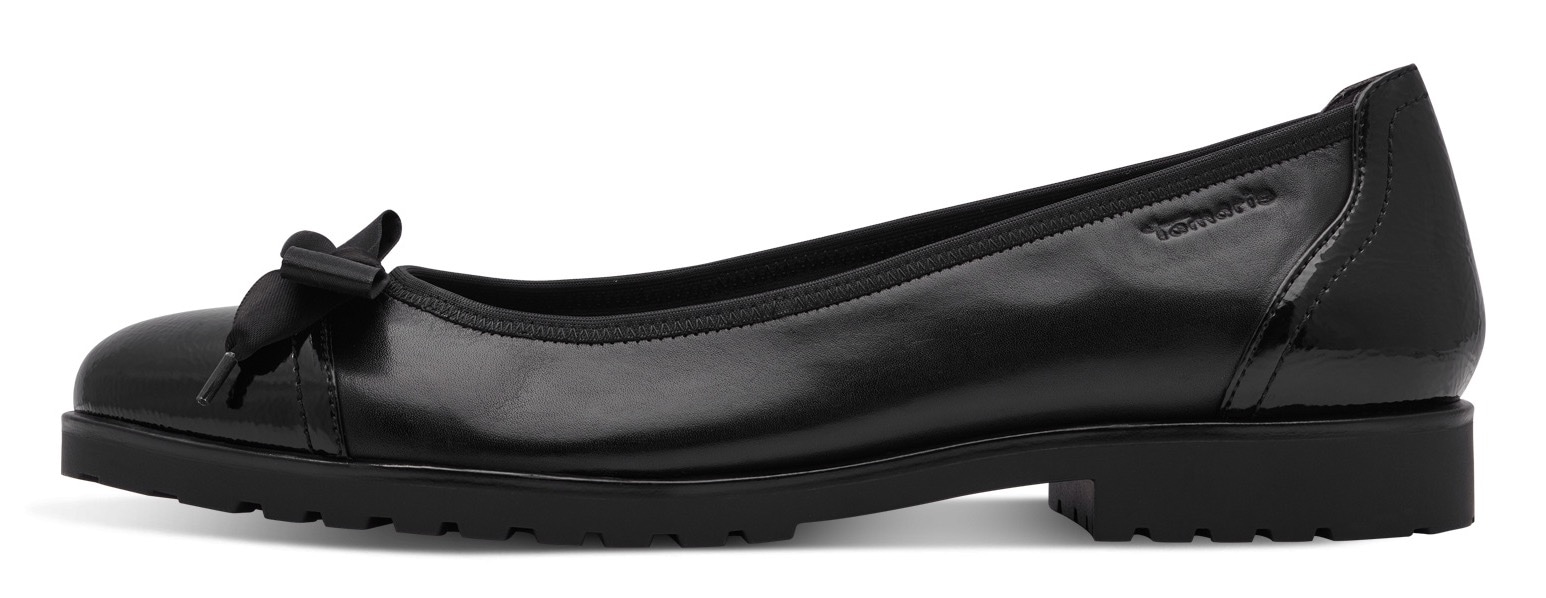 Tamaris Ballerina, Blockabsatz, Pumps, Businesschuh mit hübscher Textil-Schleife