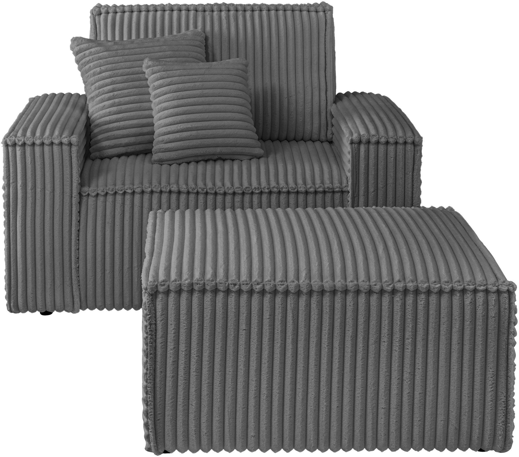 andas Loveseat »FINNLEY, Loveseat & Hocker im Set, trendige Stoffe, inkl. Z günstig online kaufen