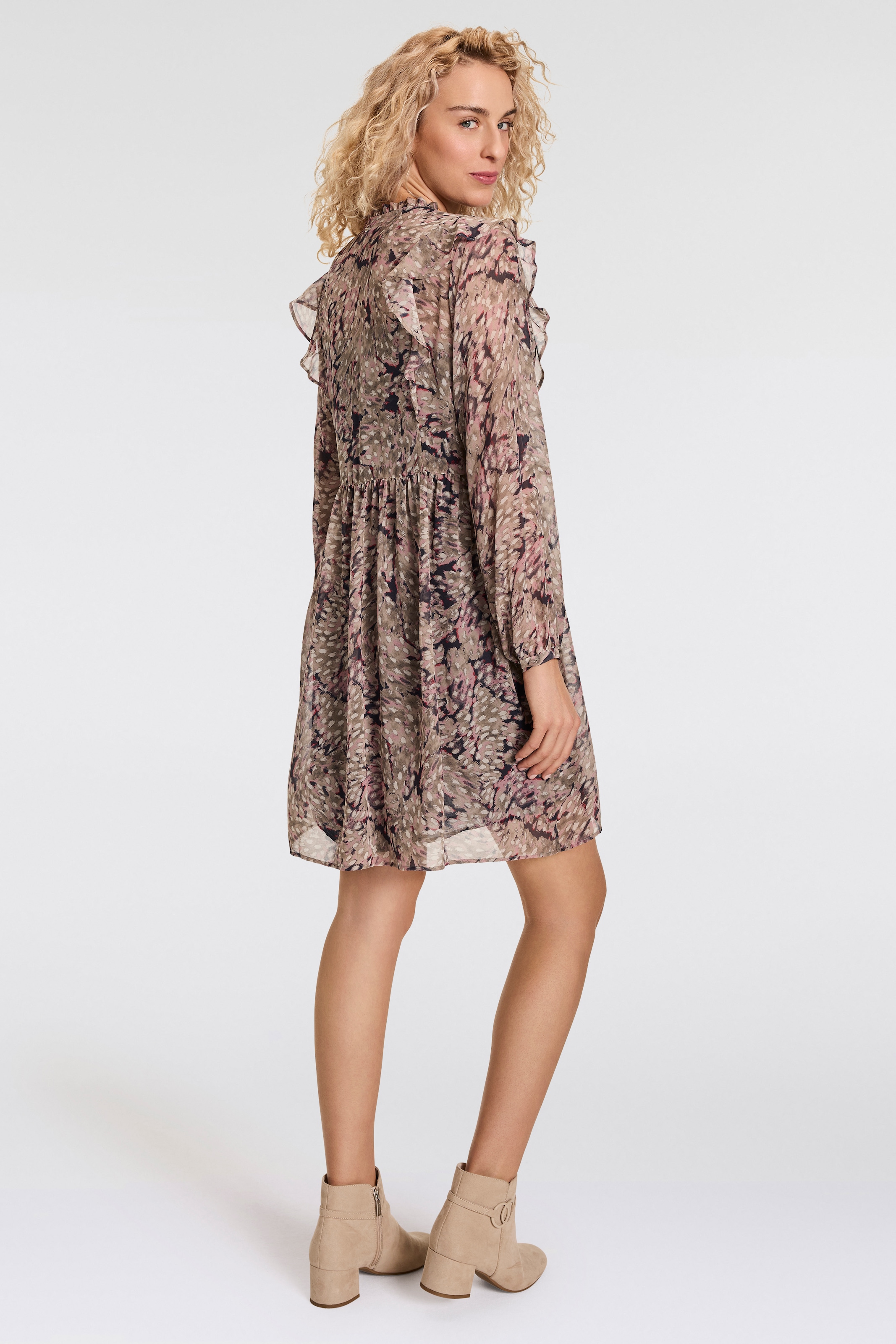 BOSS ORANGE Blusenkleid »Direnna Premium Damenmode«, mit Volant & Rüschen, Print, Georgette