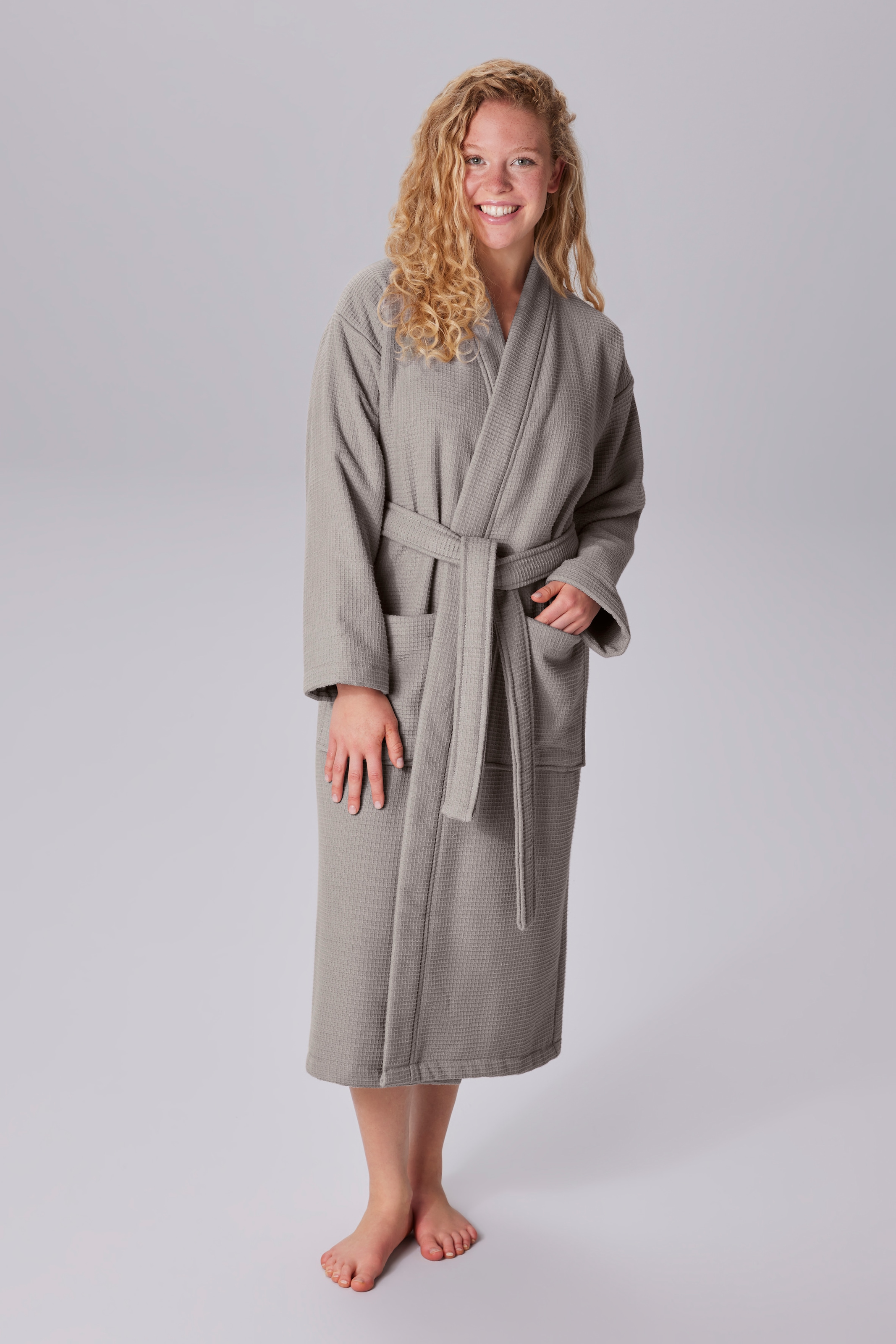 OTTO home Unisex-Bademantel »Merida, Waffelpiqué, Premium Qualität, 500 g/m², Morgenmantel« 1 Stk. Hotelbademantel, dicke Qualität, S-2XL, auch ideal für Sauna & Spa