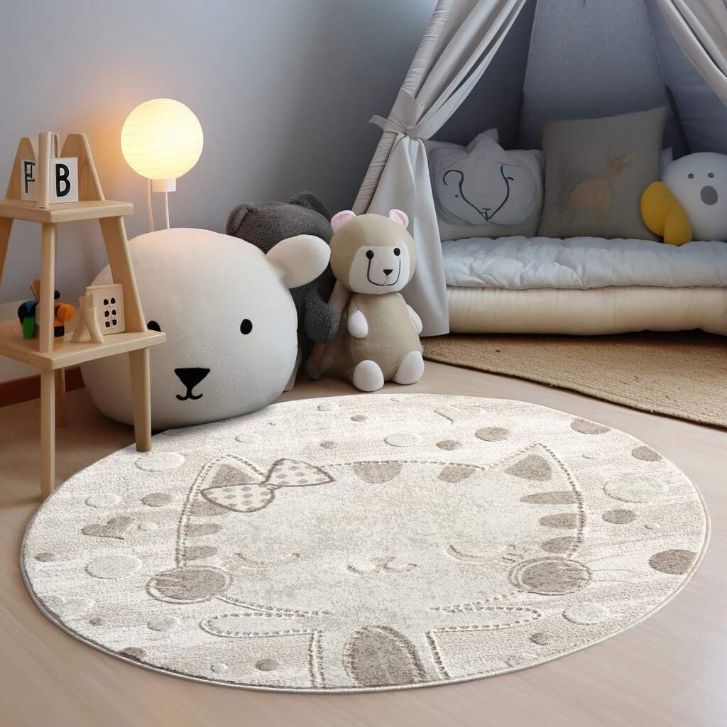 Carpet City Kinderteppich »MARA725«, rund, Kinderzimmer Teppich Sterne Beig günstig online kaufen
