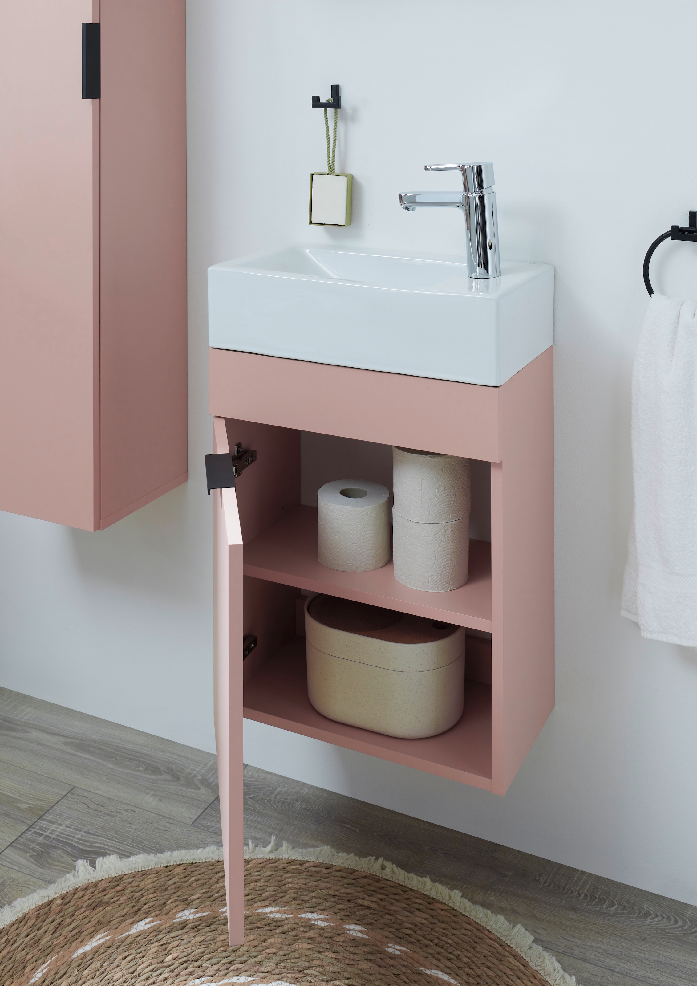 BASIC by Balculina Waschbeckenunterschrank »Nancy BxHxT 45x55x25 cm« 2 Stk. tlg. Breite 45 cm, inkl. Waschbecken