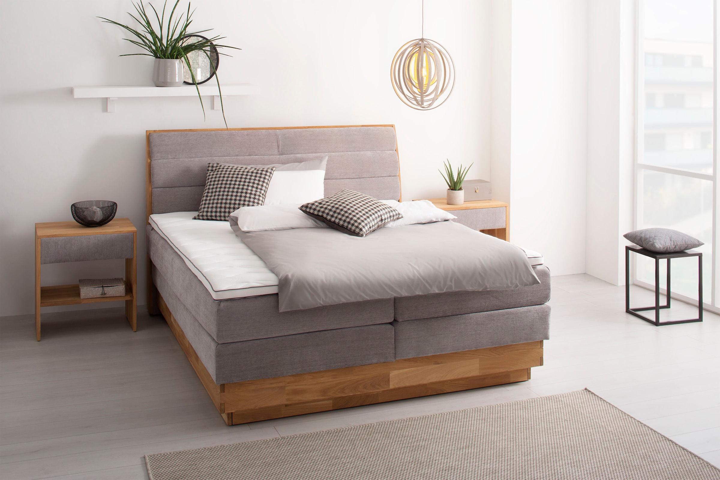 OTTO PRODUCTS Boxspringbett »JENNA in verschiedenen Farben und Breiten erhältlich« LED-Beleuchtung, mit zertifizierten, recycelten Bezugsstoffen...