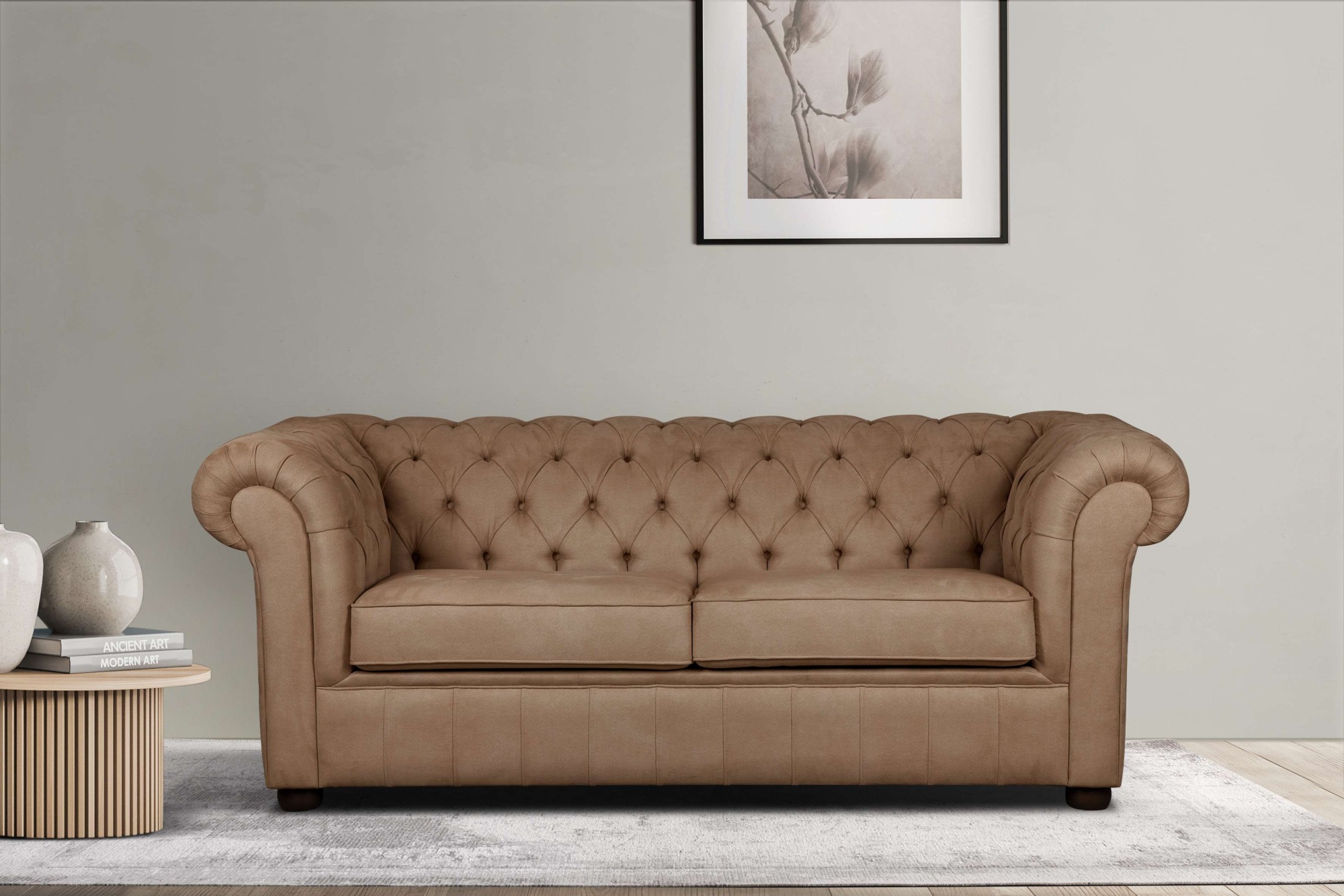 Home affaire 3-Sitzer »CHARENTE, optionale Schlafsofa, Chesterfield-Sofa, Bettfunktion«, mit edler Knopfheftung und typischen Armlehnen, B/T/H 198/89/74 cm
