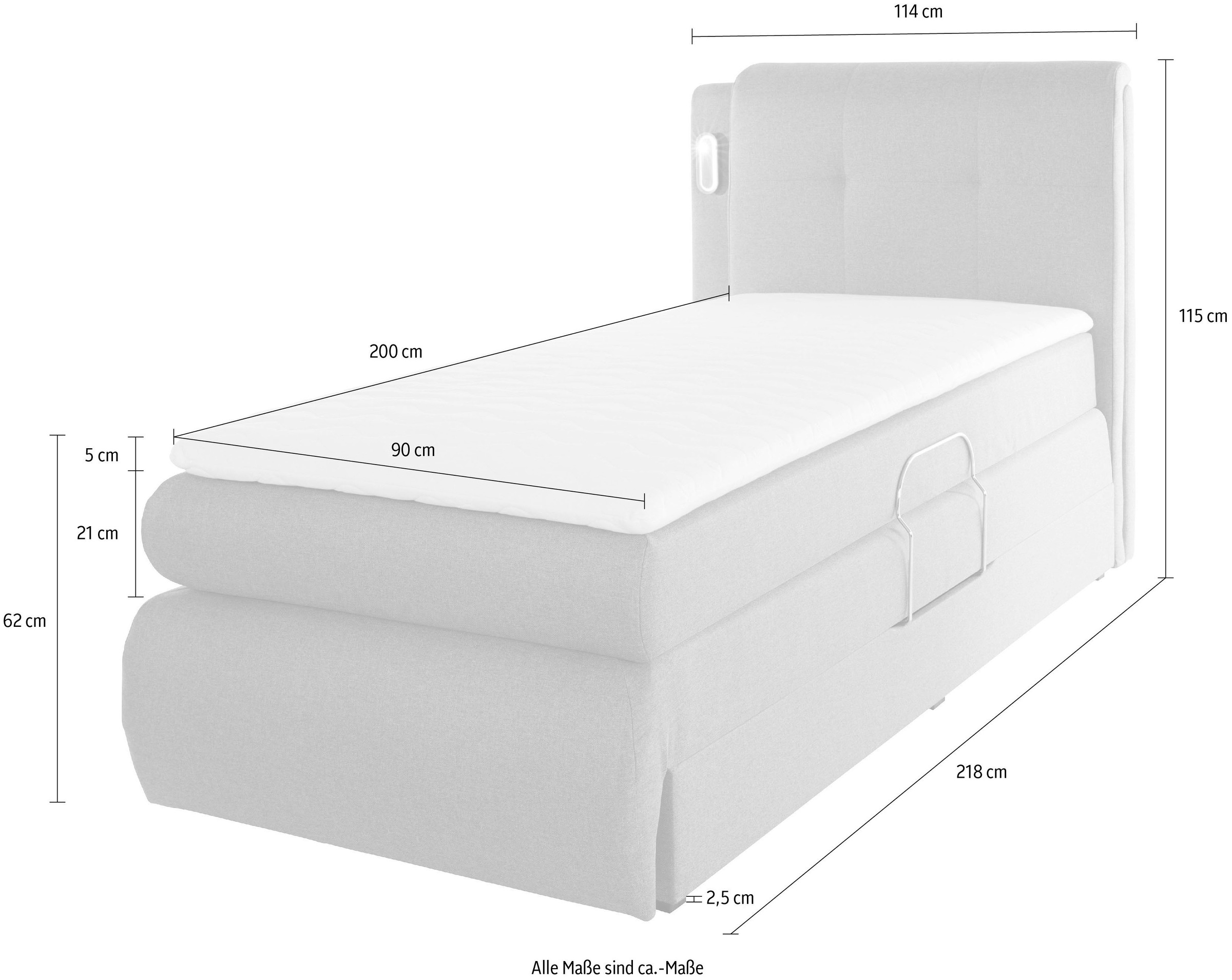 12. Bild von COLLECTION AB Boxspringbett »Borna«, inklusive Bettkasten, LED-Beleuchtung und Topper