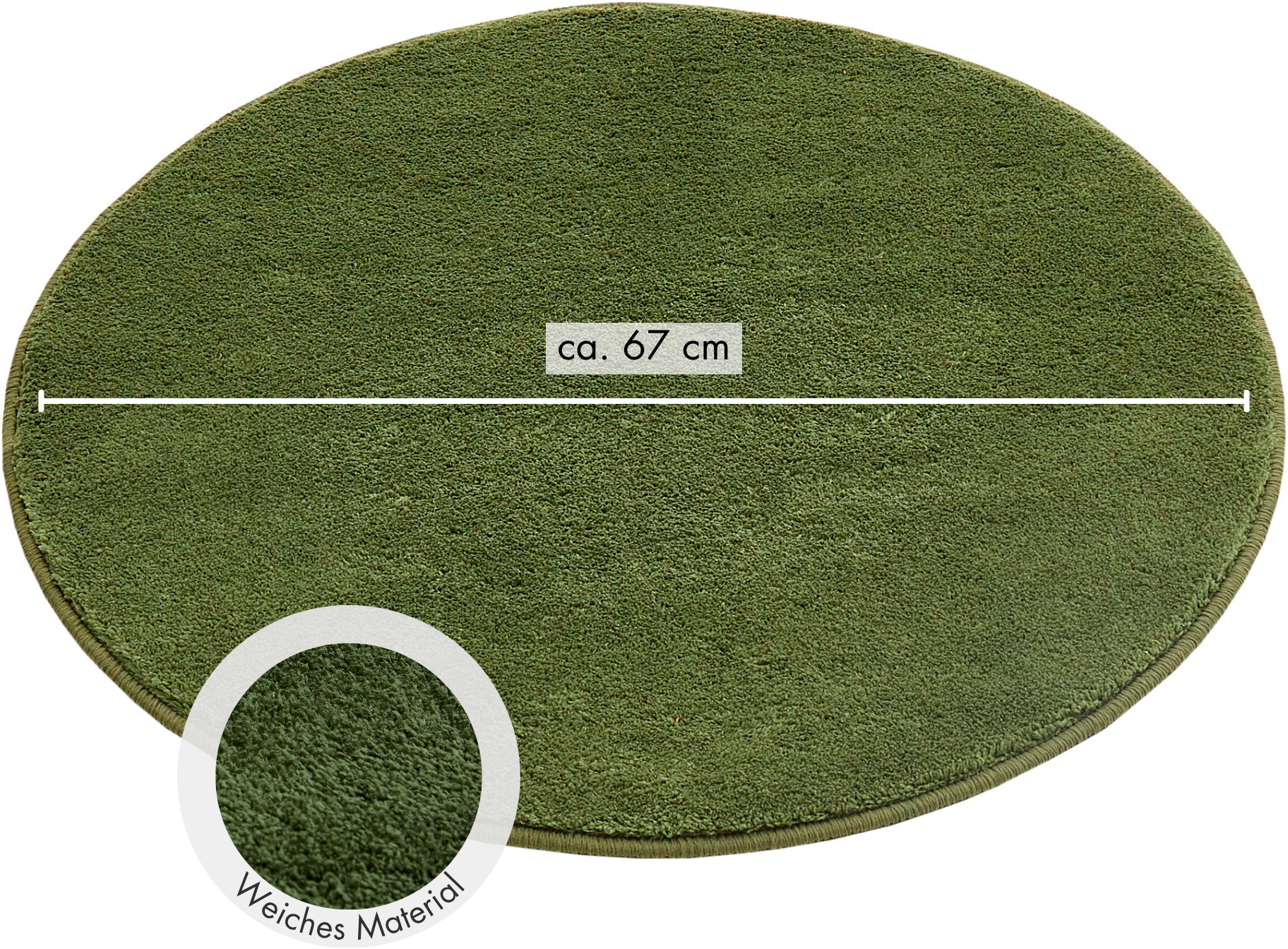 Andiamo Teppich »Arezzo« rund 16 mm Höhe Uni Farben, weicher Flor, waschbar, ideal im Wohnzimmer & Schlafzimmer