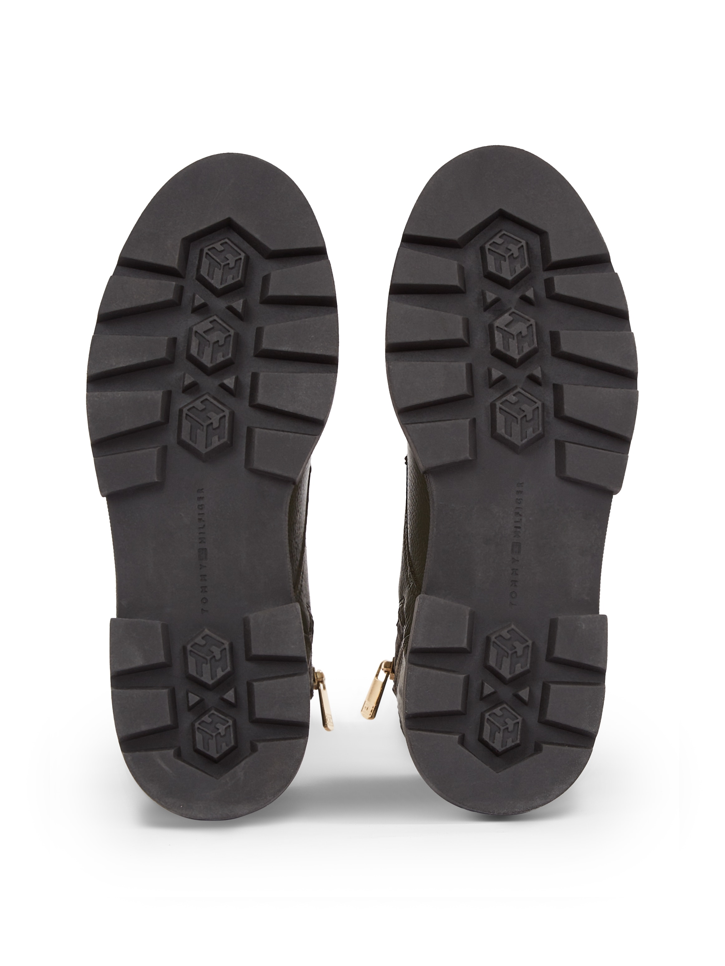 Tommy Hilfiger Schnürboots »BICOLOR LEATHER LACE-UP«, Plateau, Schnürstiefelette, Chunkyboots, goldfarbener Logoschriftzug