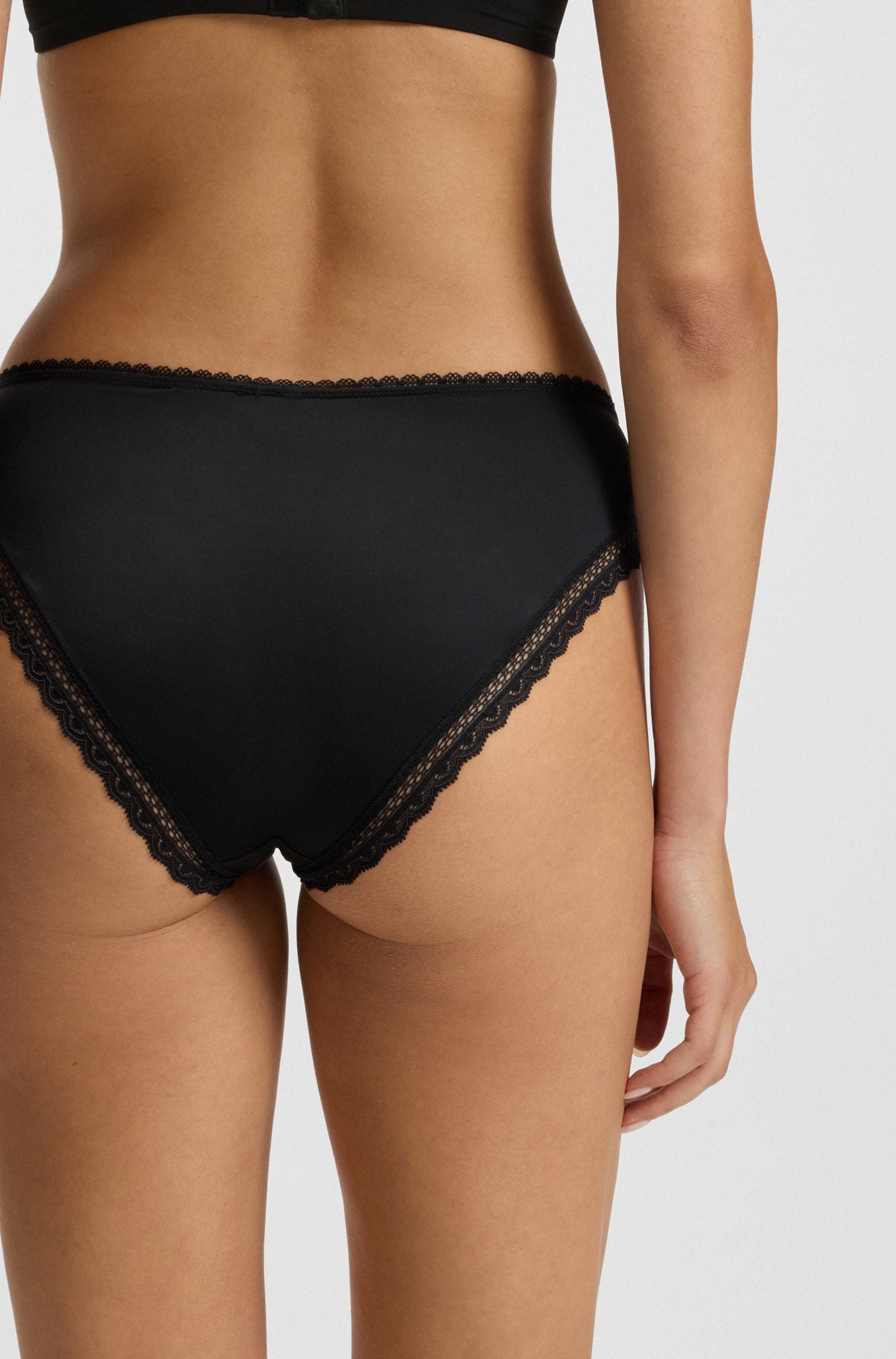 HUGO Underwear Slip, mit Spitzenbesatz, mittlere Bundhöhe, Microfaserqualität