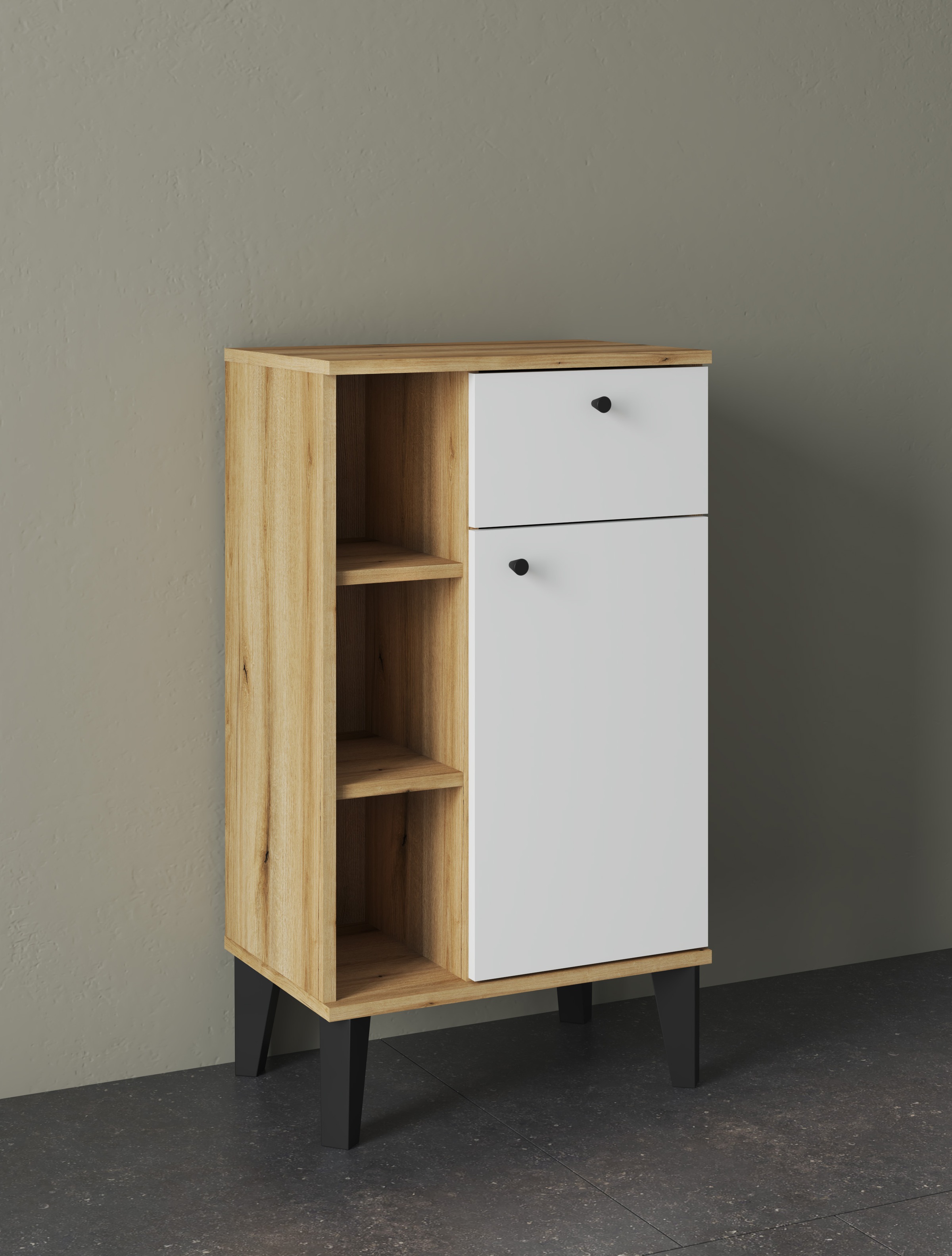 INOSIGN Badmöbel-Set »OSLO, Bad im skandinavischen Design, 5-teiliges Badezimmer«, (Set, 5 St.), Badschränke und Spiegel, in zwei Farben verfügbar, viel Stauraum