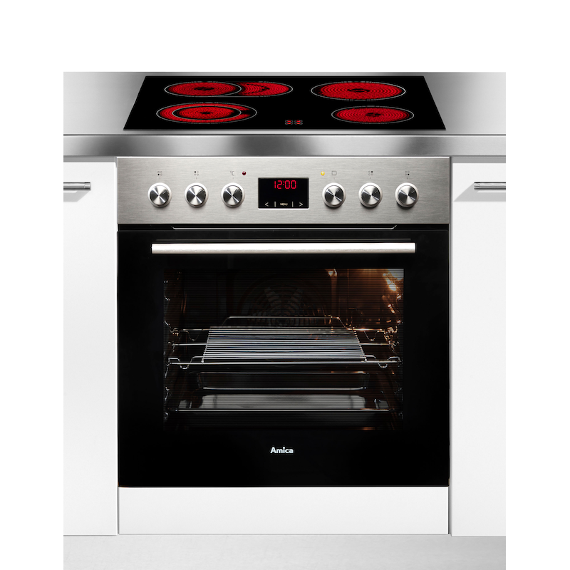 AMICA Elektro-Herd-Set »EHC 933 333 E« Steam Clean Herd+Kochfeld elektrisch, Glaskeramik-Kochfeld mit anpassbarer Fläche für große Töpfe und Bräter...