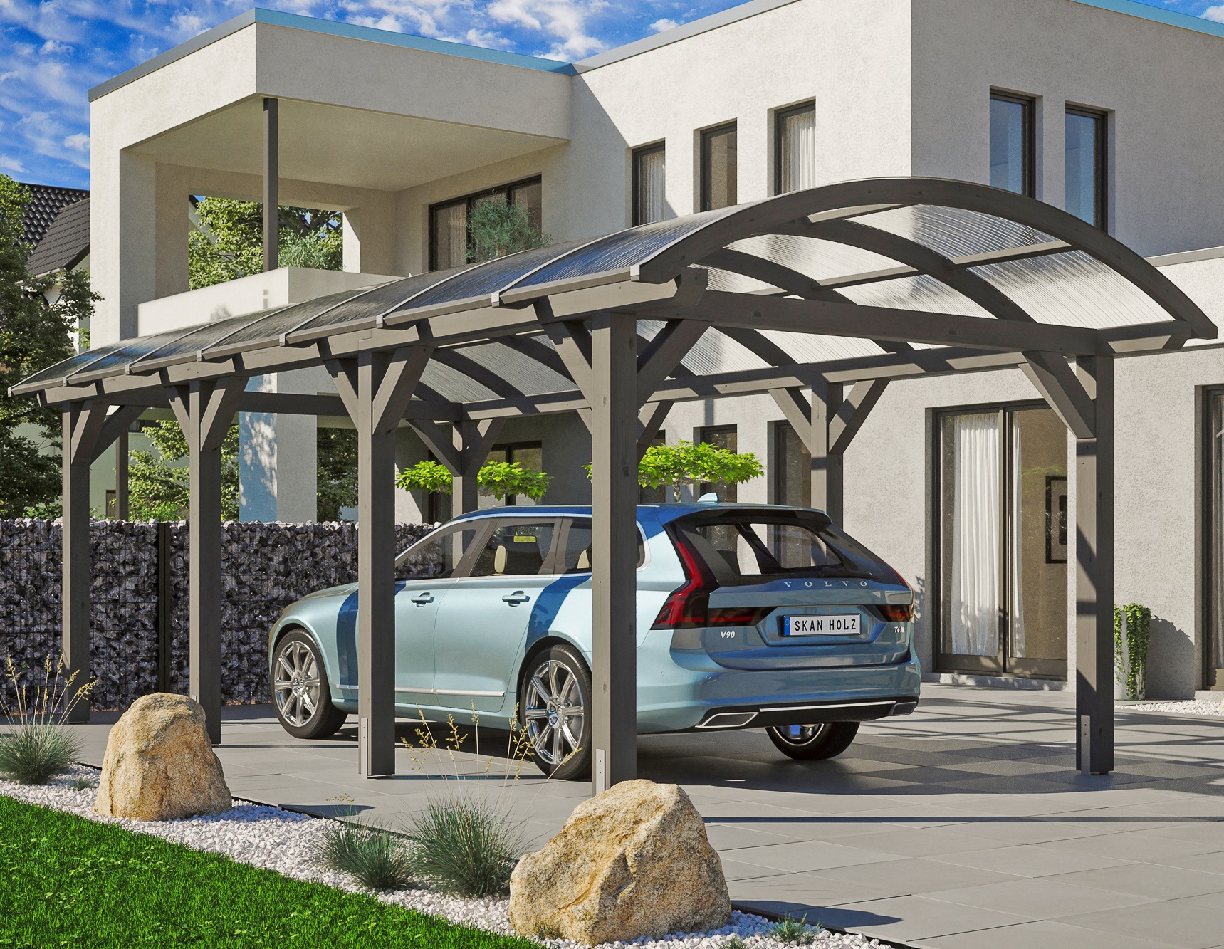 SKANHOLZ Einzelcarport »Franken« Leimholz, Nordisches Fichtenholz 300 cm dunkelgrau dunkelgrau