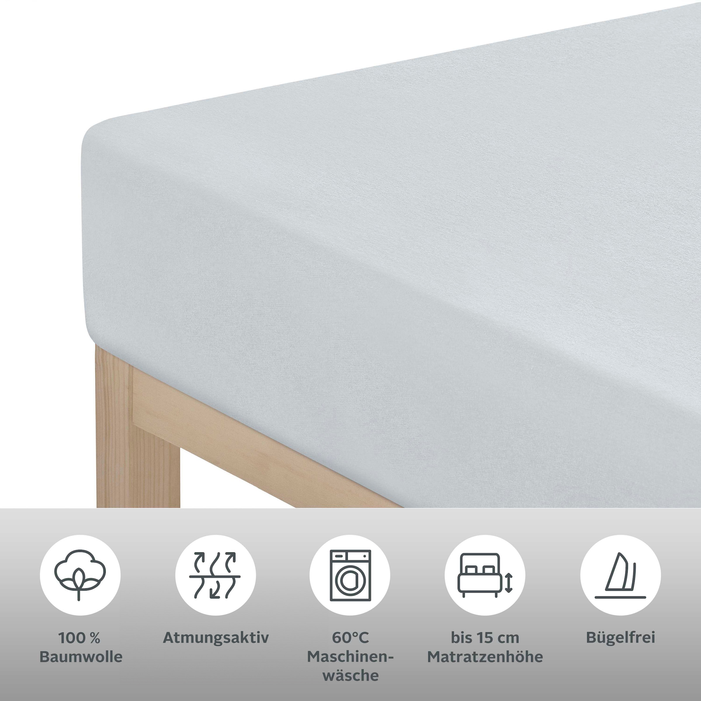OTTO home Spannbettlaken »VALJE in Melange-Optik, hochwertiger Baumwoll-Jersey 130g/m²« Baumwolle, für Matratzen bis 25 cm Höhe, Bettlaken aus Melange-Garn