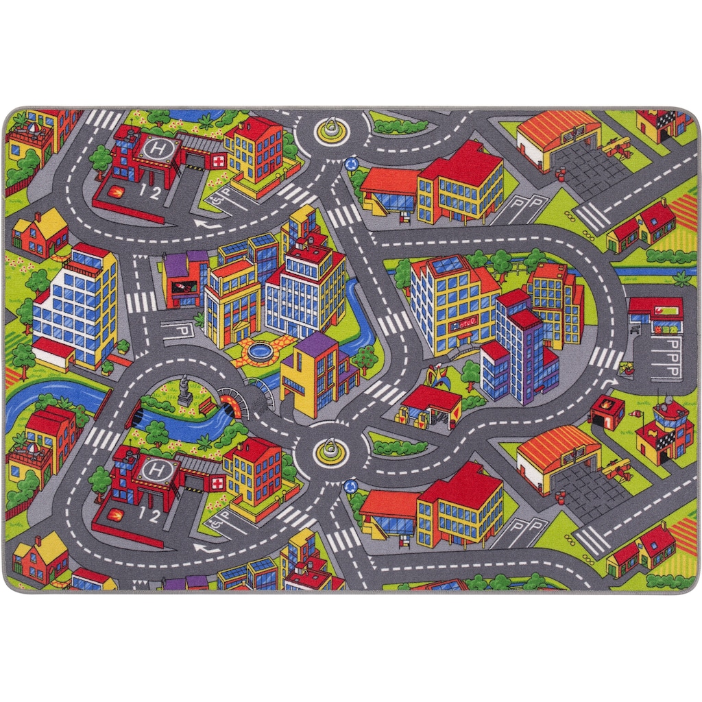 Andiamo Kinderteppich »Straße«, rechteckig, 5 mm Höhe, Straßen-Spiel-Teppich, Straßenbreite: 8,5 cm, Kinderzimmer