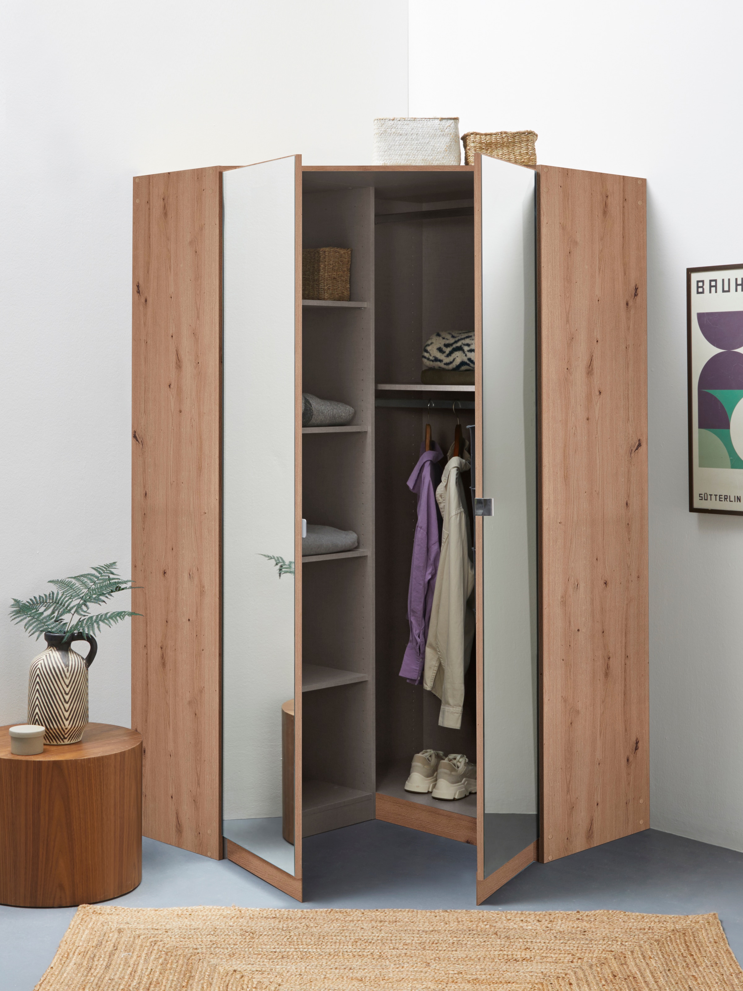 INOSIGN BY RAUCH Eckschrank »Kleiderschrank Schrank Garderobe Wäscheschrank VANDOR«, voll ausgestattet, viel Stauraum, Spiegel vollflächig MADE IN GERMANY